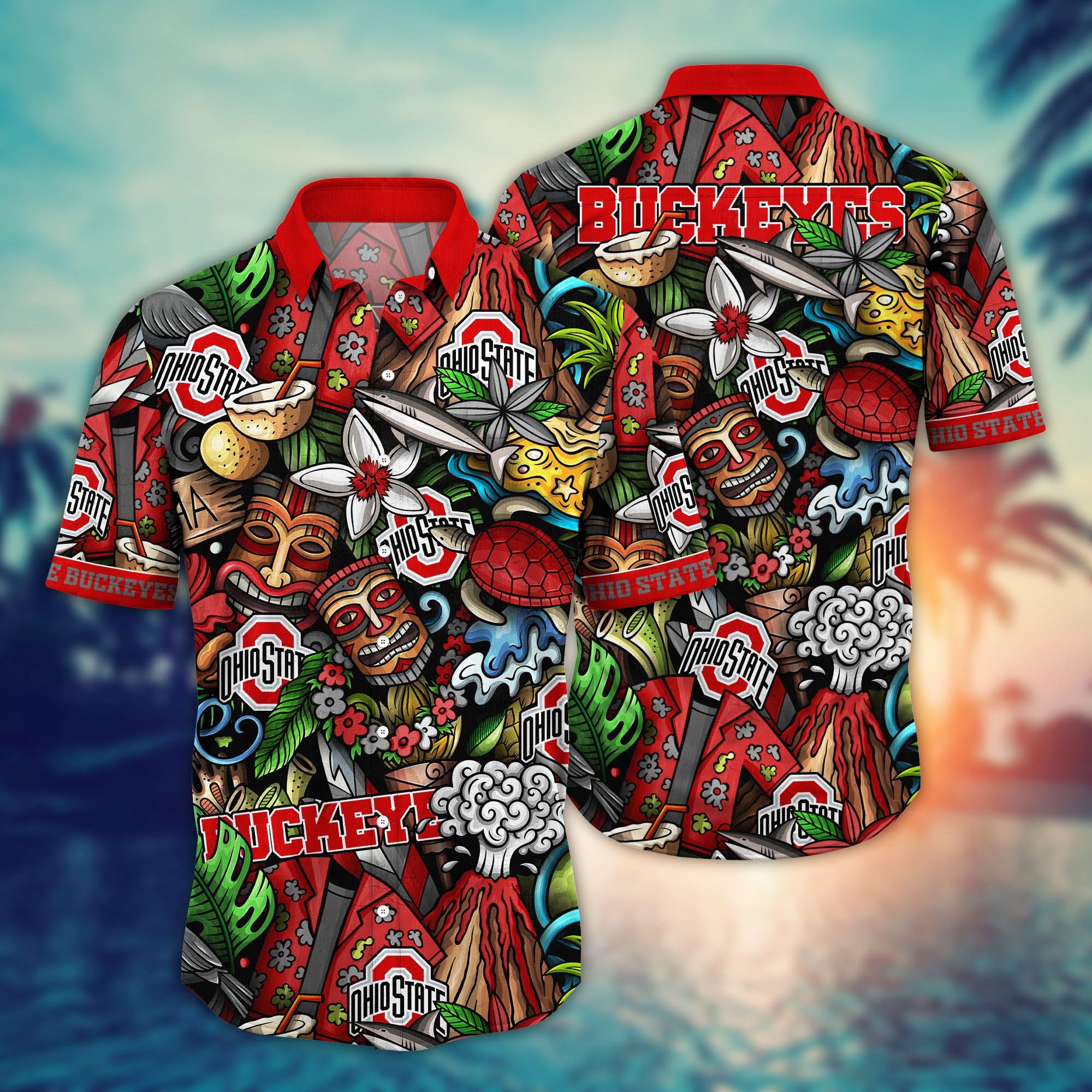 Ohio State Buckeyes Custom Flower Hawaii Shirt And Tshirt For Fans, Summer Football Shirts NA49896