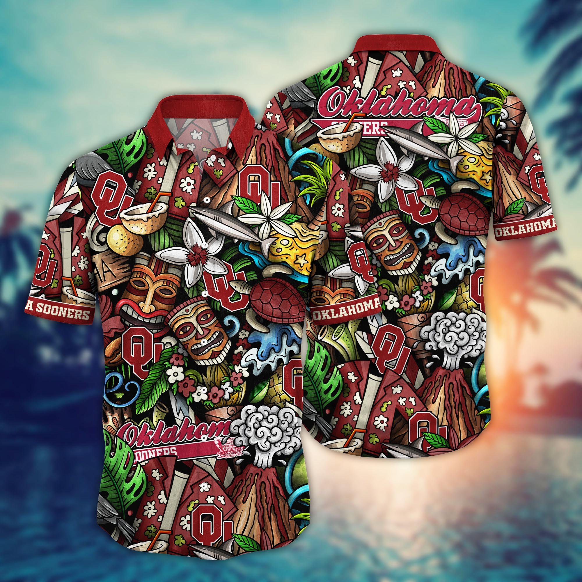 Oklahoma Sooners Custom Flower Hawaii Shirt And Tshirt For Fans, Summer Football Shirts NA49896