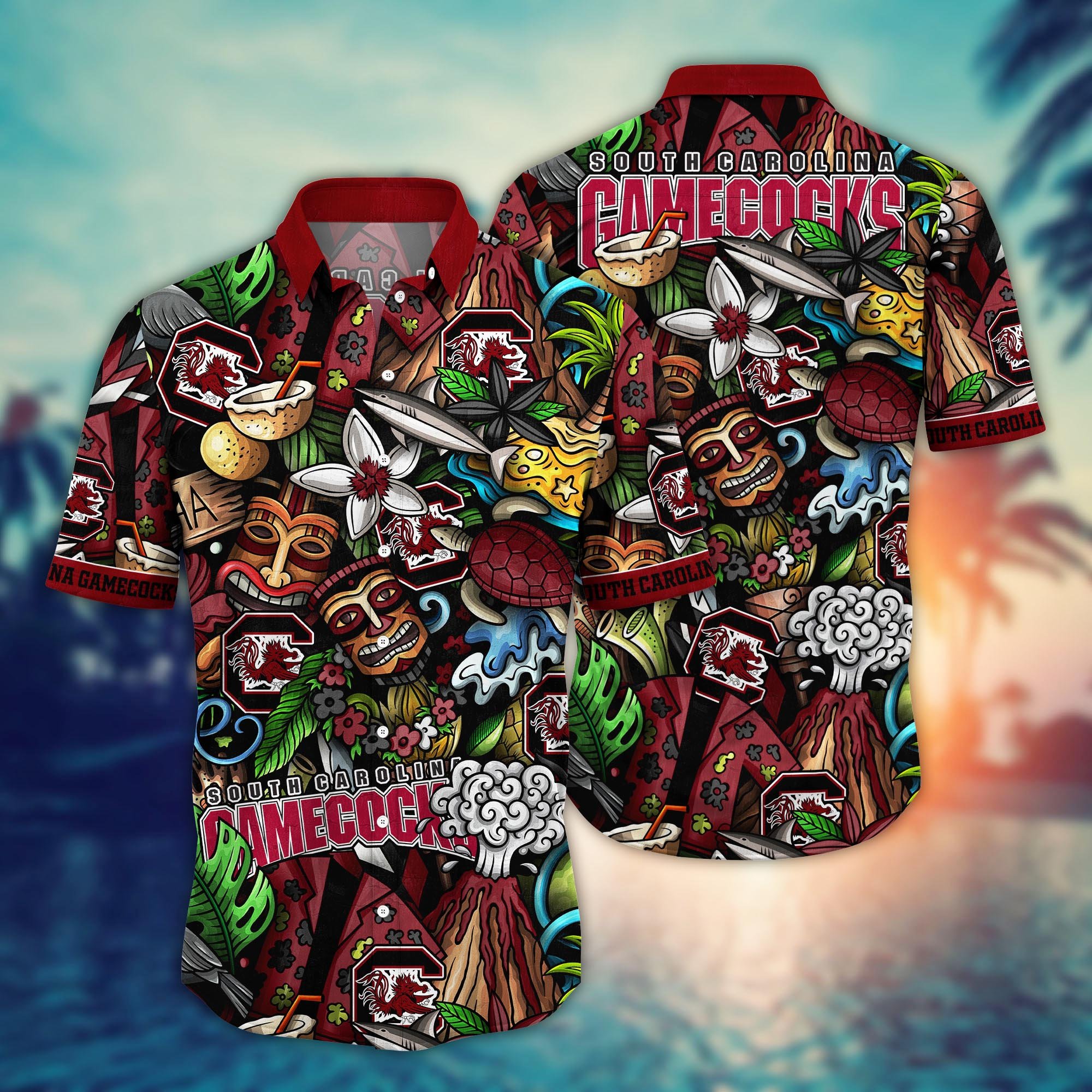 South Carolina Gamecocks Custom Flower Hawaii Shirt And Tshirt For Fans, Summer Football Shirts NA49896