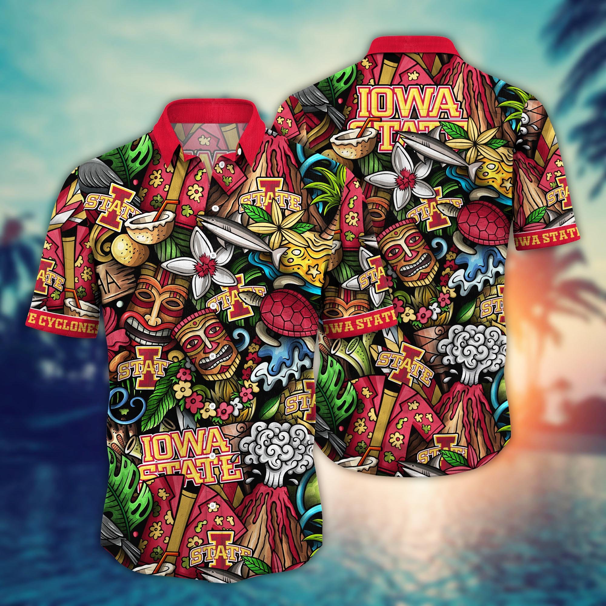 Iowa State Cyclones Custom Flower Hawaii Shirt And Tshirt For Fans, Summer Football Shirts NA49896