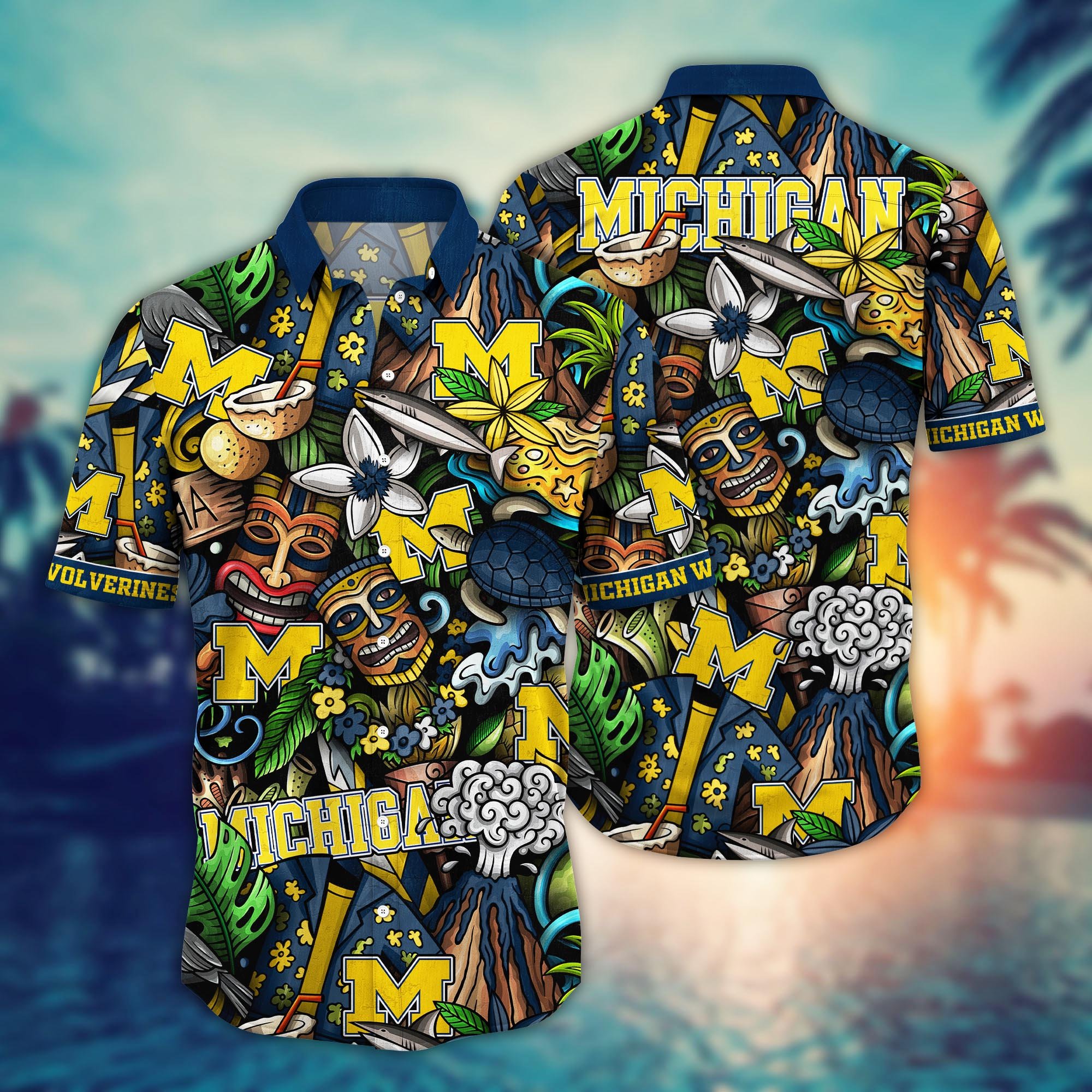 Michigan Wolverines Custom Flower Hawaii Shirt And Tshirt For Fans, Summer Football Shirts NA49896