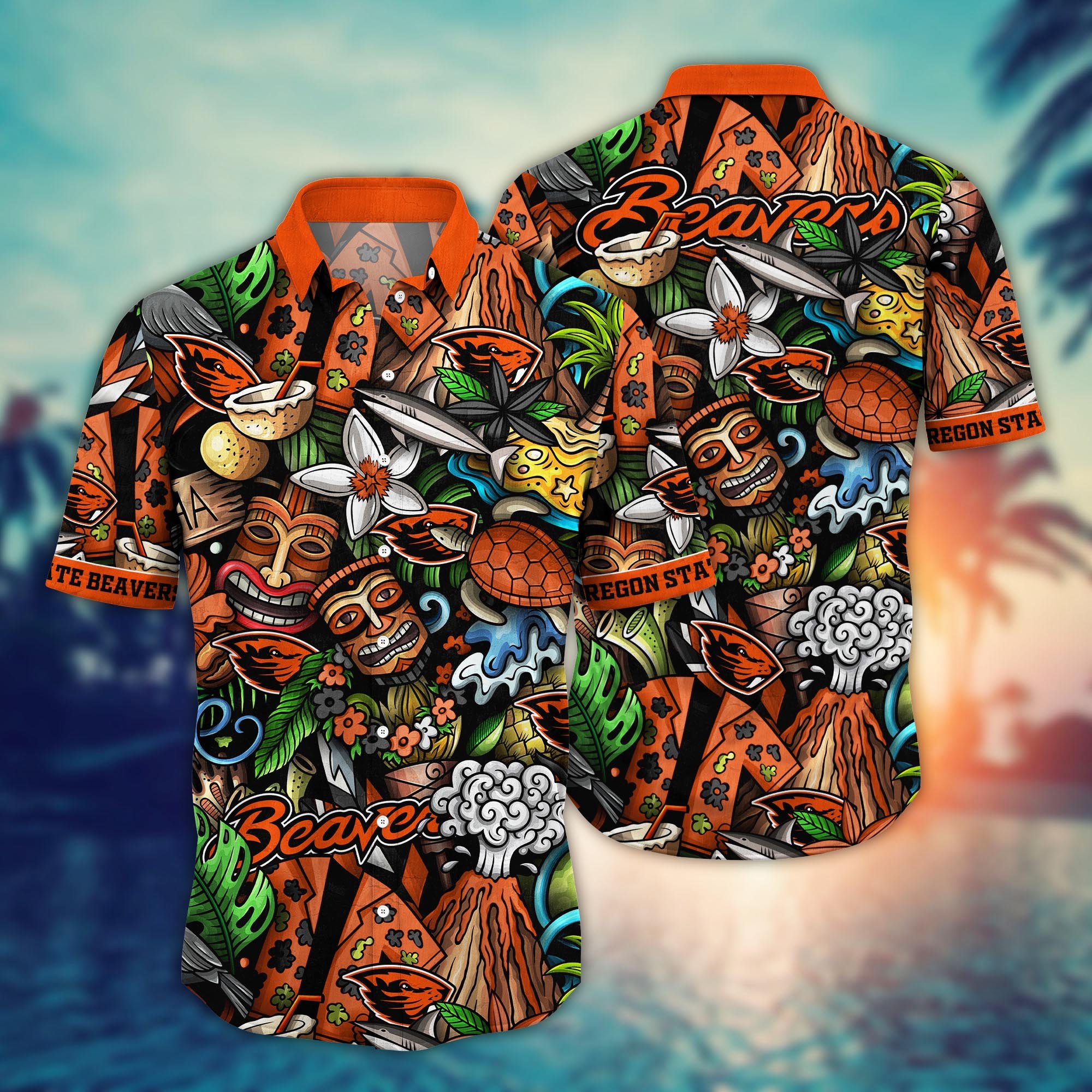 Oregon State Beavers Custom Flower Hawaii Shirt And Tshirt For Fans, Summer Football Shirts NA49896