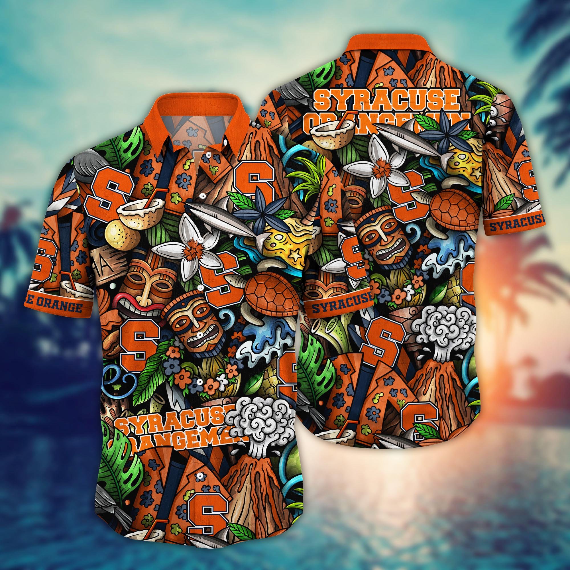 Syracuse Orange Custom Flower Hawaii Shirt And Tshirt For Fans, Summer Football Shirts NA49896