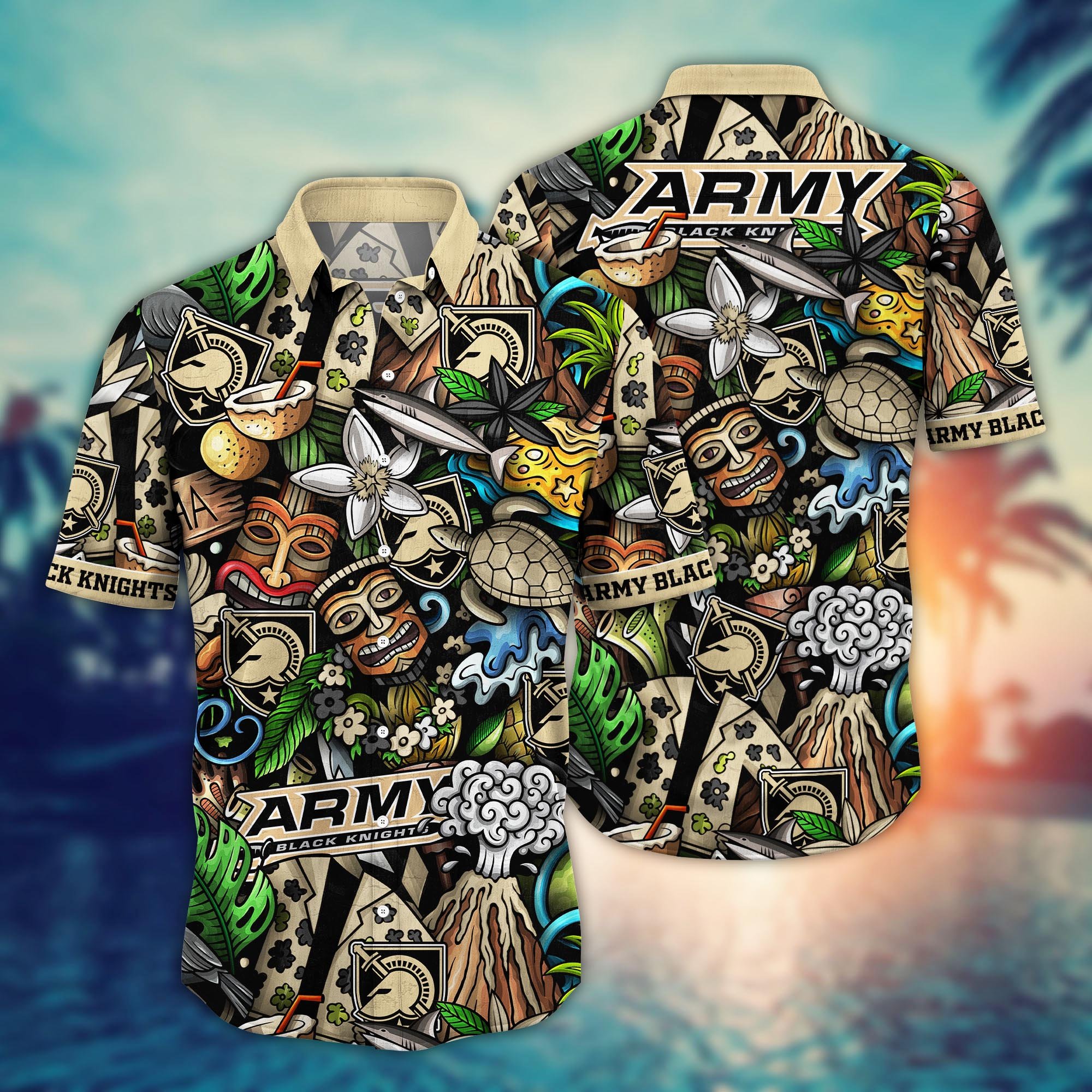 Army Black Knights Custom Flower Hawaii Shirt And Tshirt For Fans, Summer Football Shirts NA49896