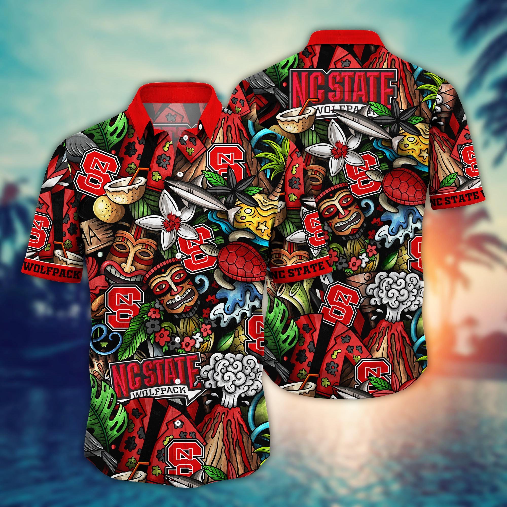 NC State Wolfpack Custom Flower Hawaii Shirt And Tshirt For Fans, Summer Football Shirts NA49896