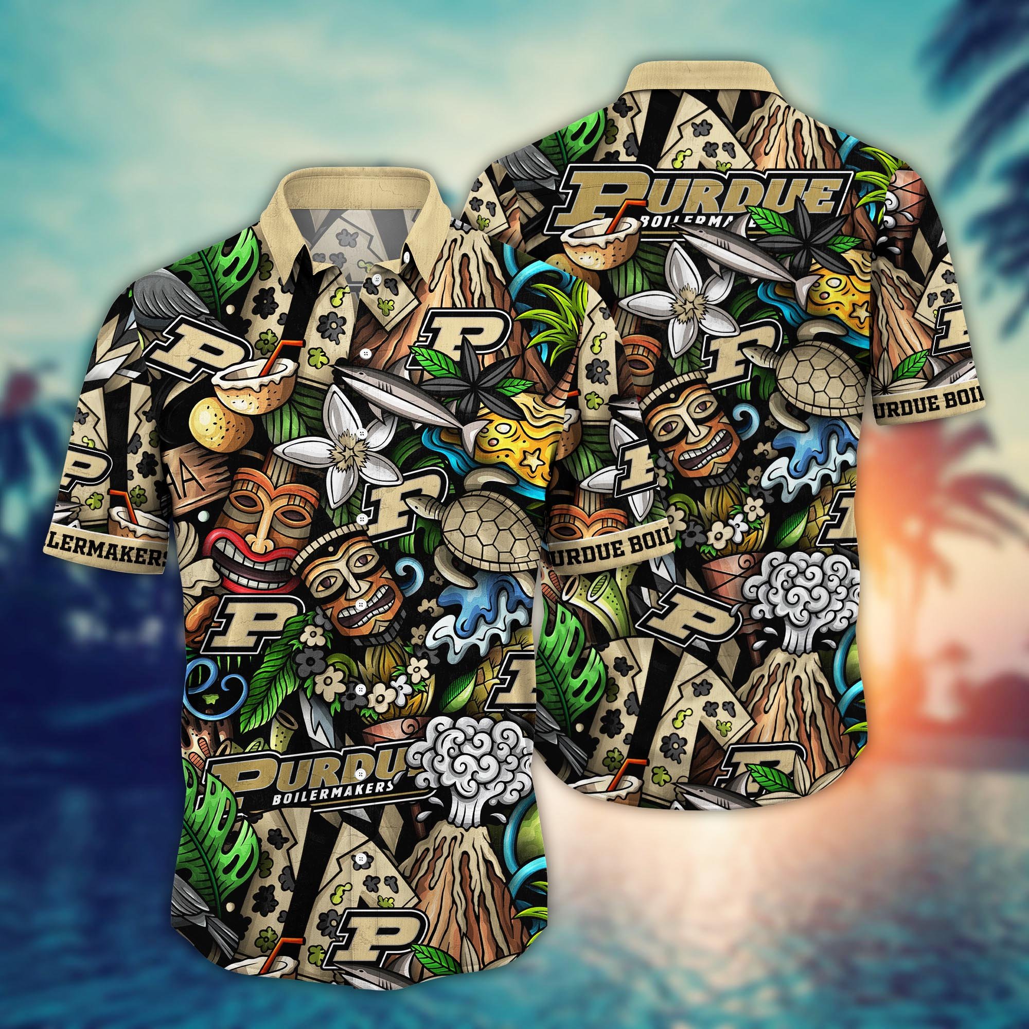 Purdue Boilermakers Custom Flower Hawaii Shirt And Tshirt For Fans, Summer Football Shirts NA49896