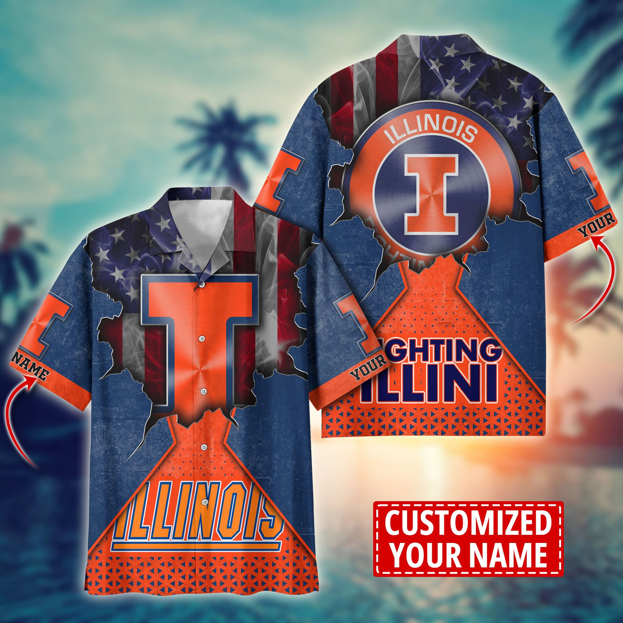 Illinois Fighting Illini Custom Aloha Shirt Trending Summer. Gift For Fan H57952