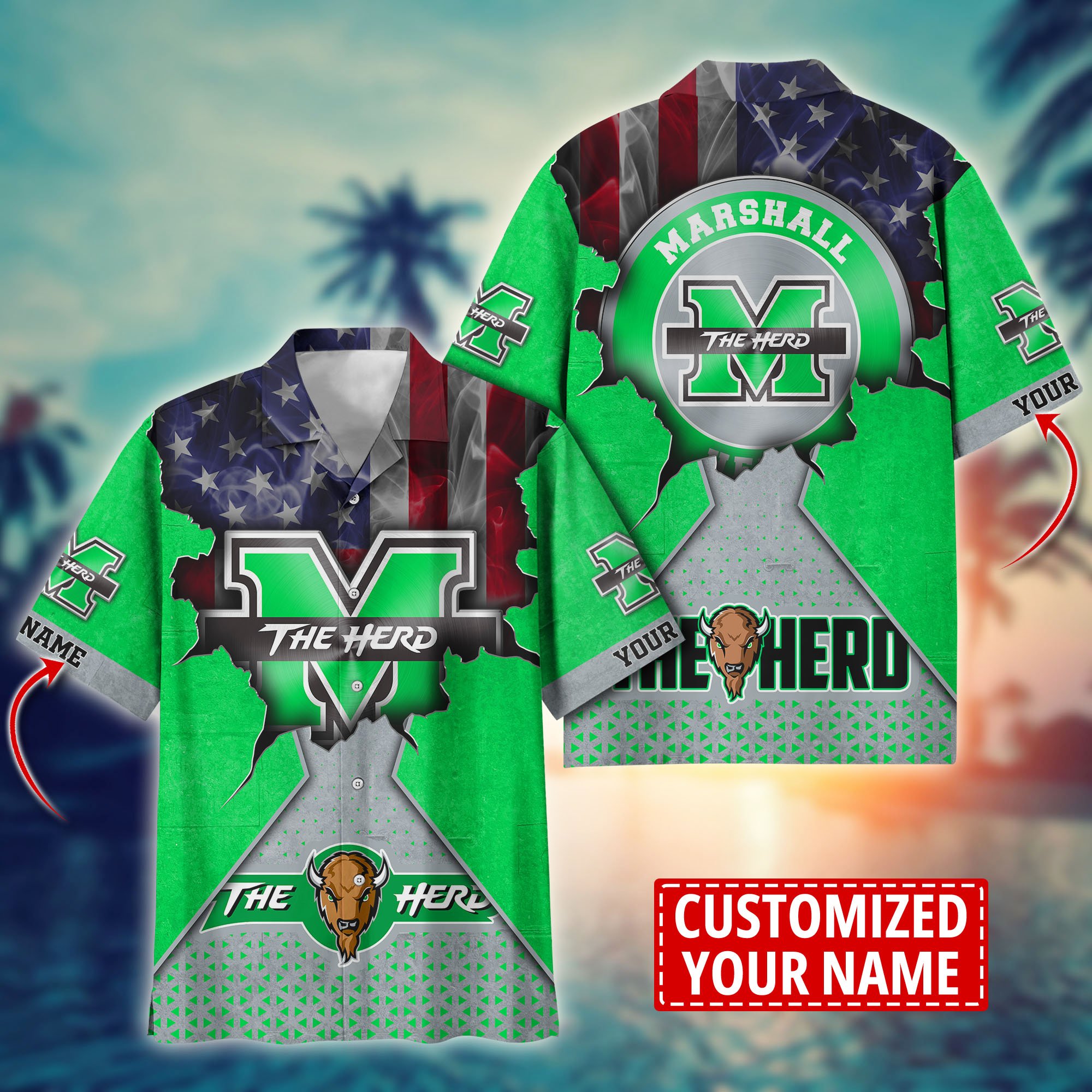 Marshall Thundering Herd Custom Aloha Shirt Trending Summer. Gift For Fan H57952