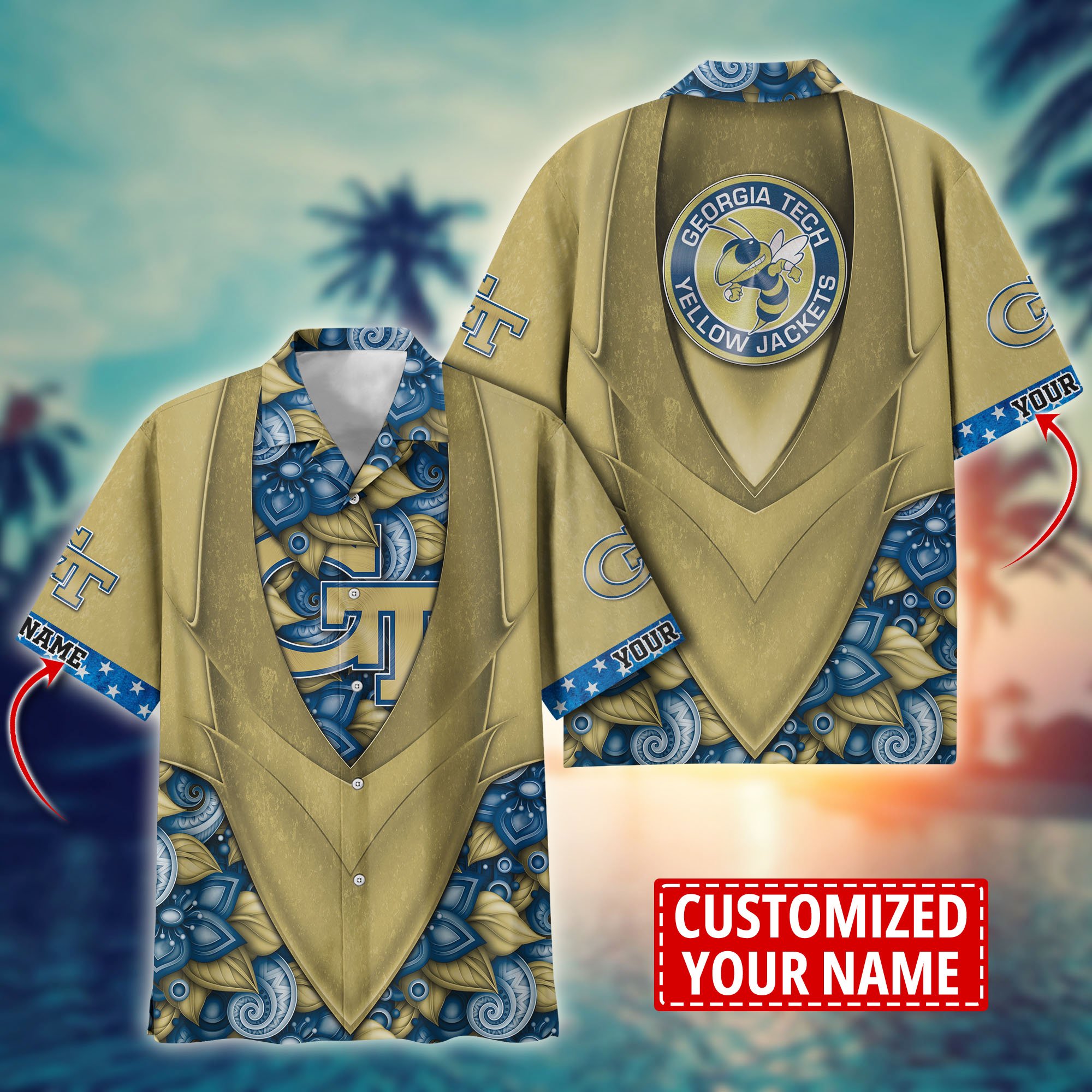 Georgia Tech Yellow Jackets Custom Aloha Shirt Trending Summer. Gift For Fan H58002