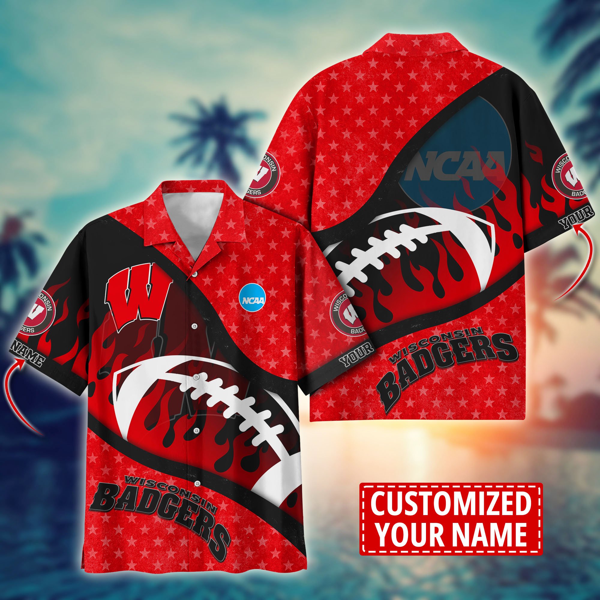 Wisconsin Badgers Custom Aloha Shirt Trending Summer. Gift For Fan H58111