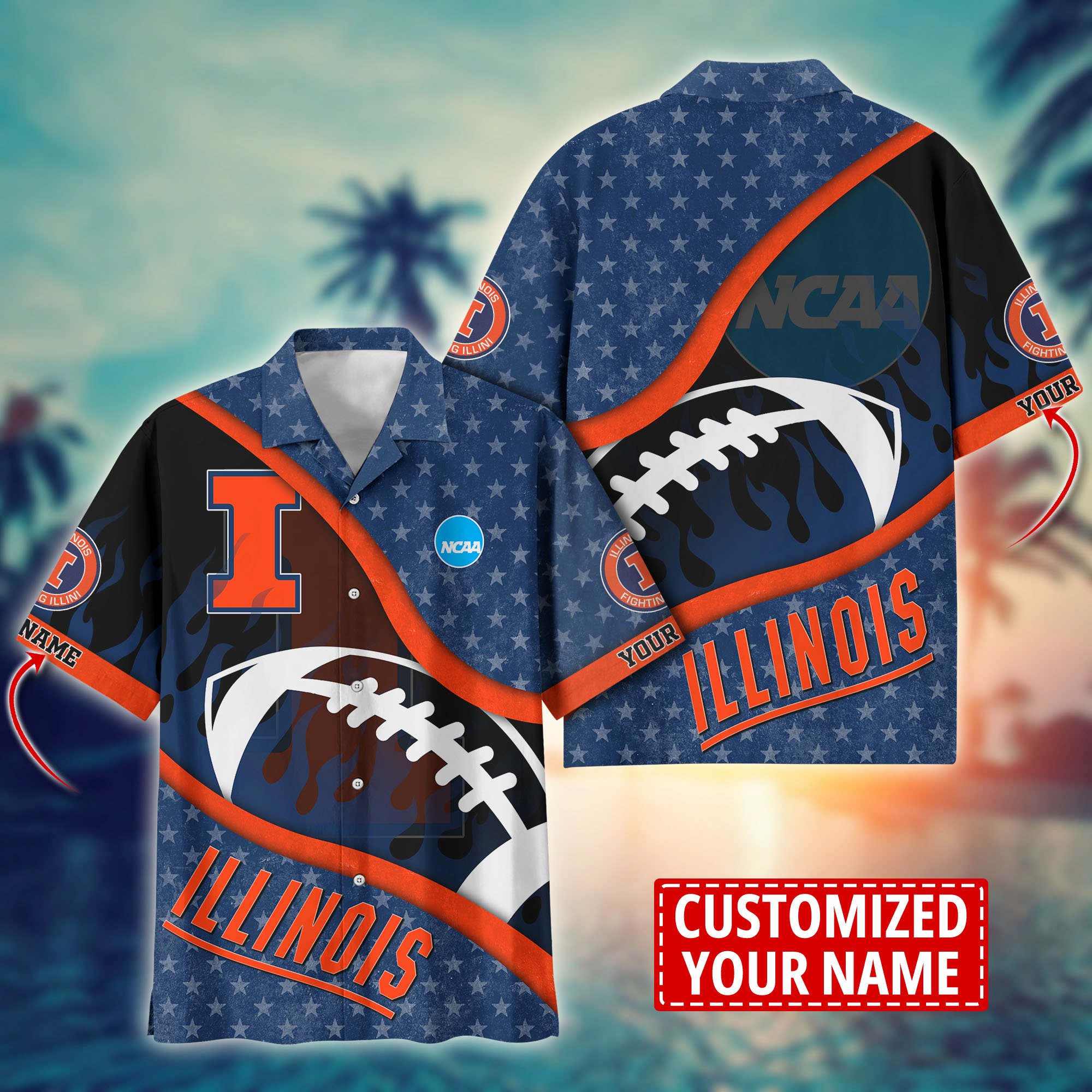 Illinois Fighting Illini Custom Aloha Shirt Trending Summer. Gift For Fan H58111