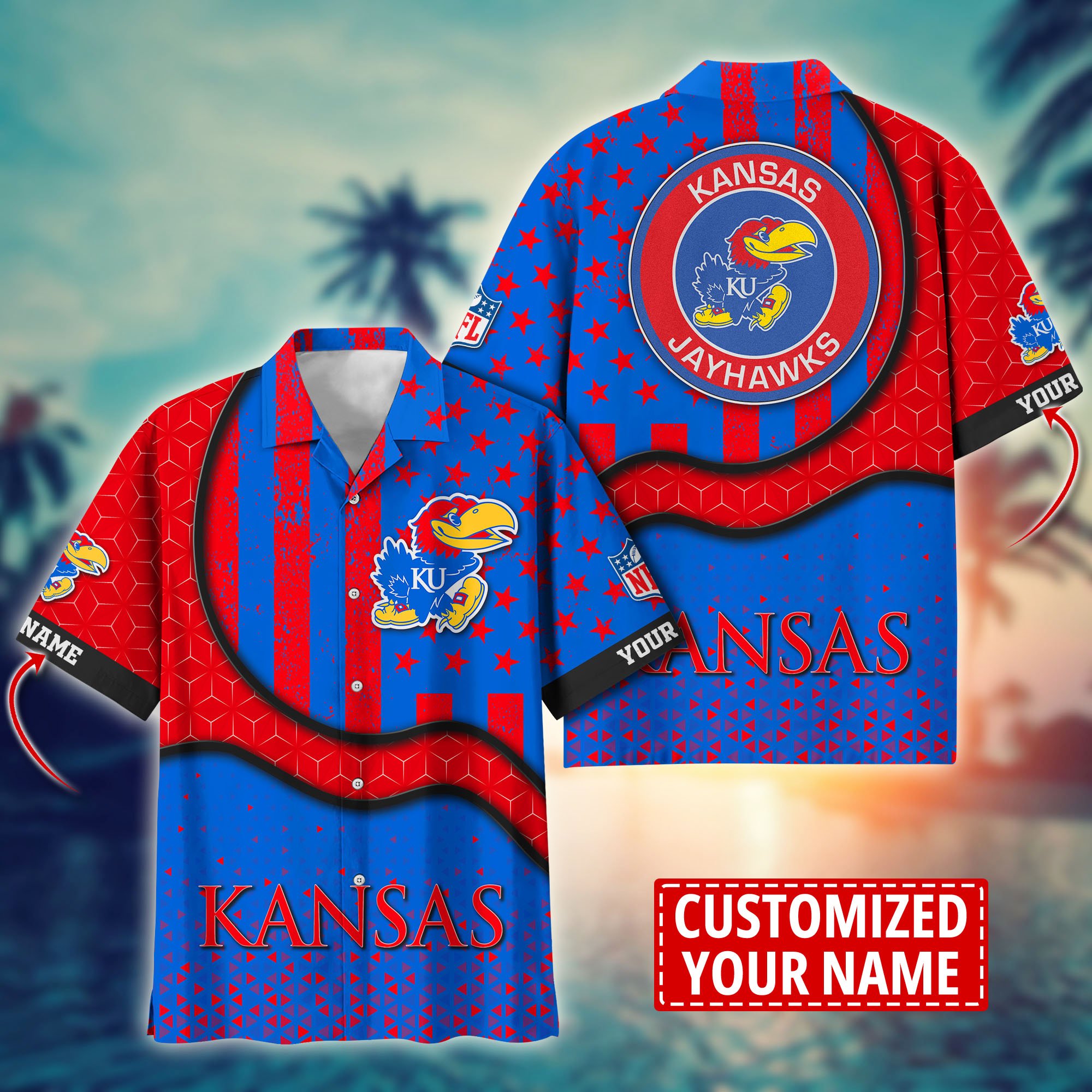 Kansas Jayhawks Aloha Shirt Trending Summer. Custom Summer Football Shirts H58141