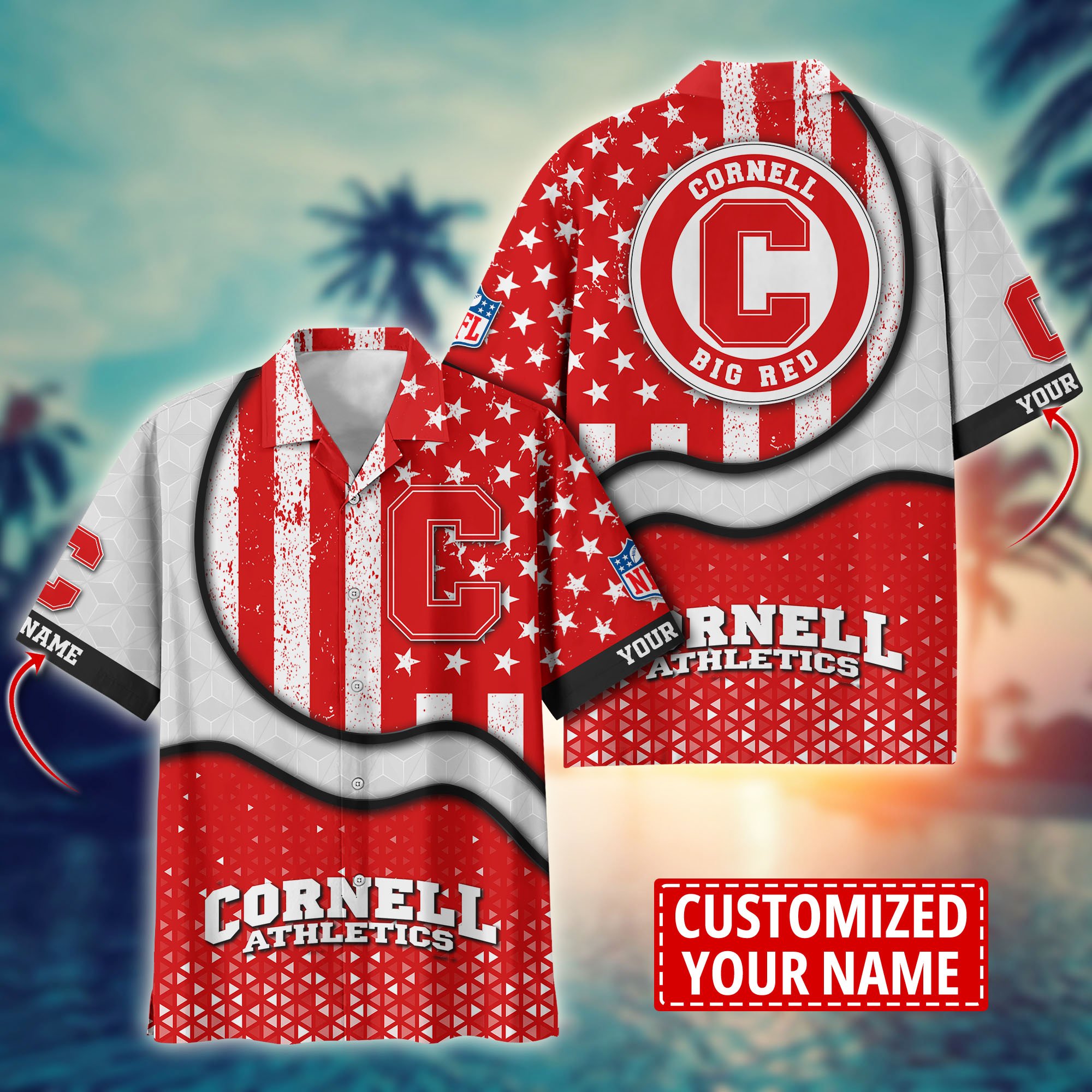 Cornell Big Red Aloha Shirt Trending Summer. Custom Summer Football Shirts H58141