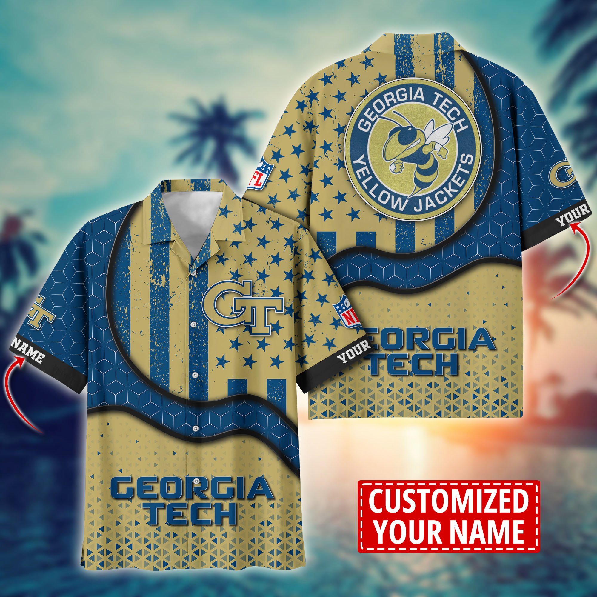 Georgia Tech Yellow Jackets Aloha Shirt Trending Summer. Custom Summer Football Shirts H58141