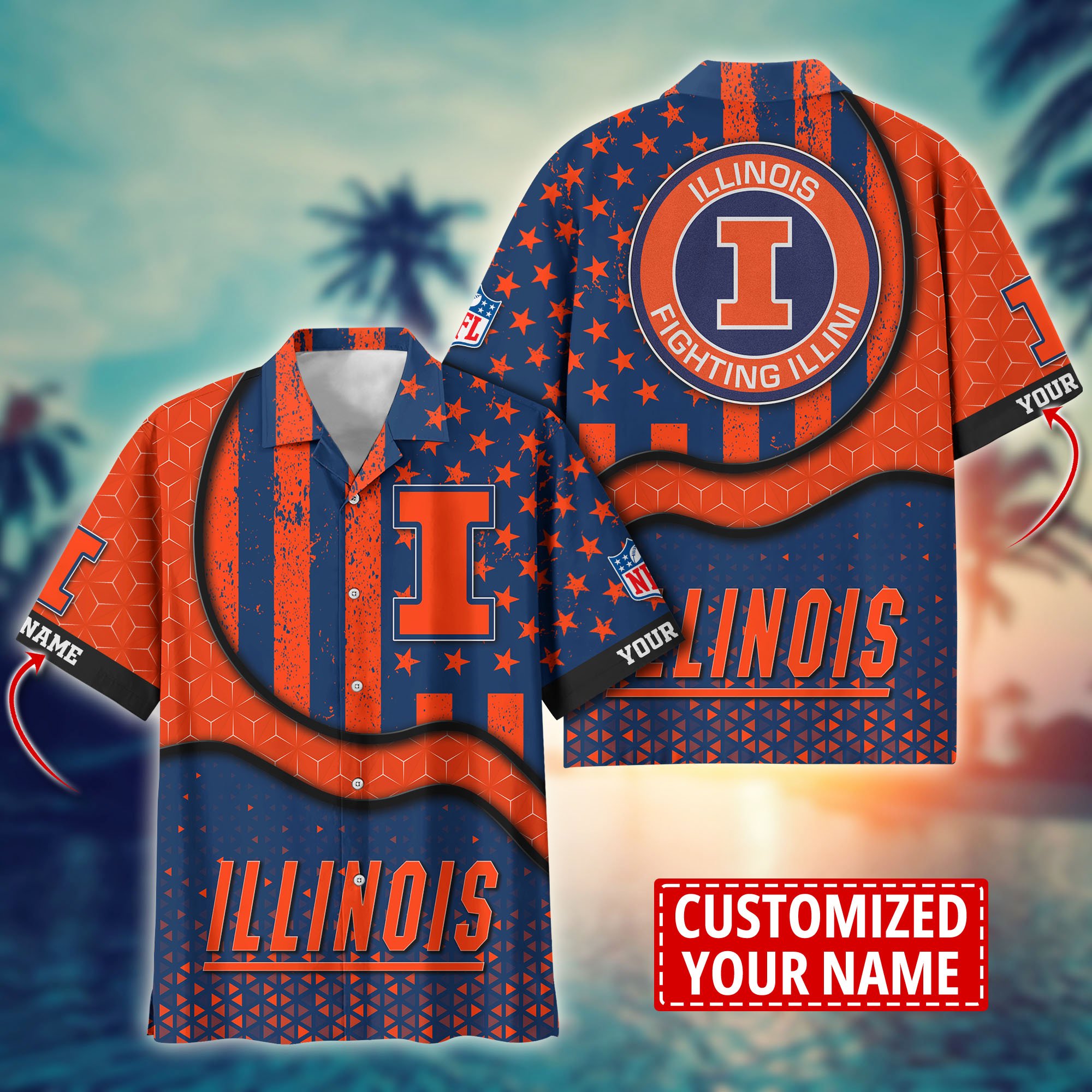 Illinois Fighting Illini Aloha Shirt Trending Summer. Custom Summer Football Shirts H58141