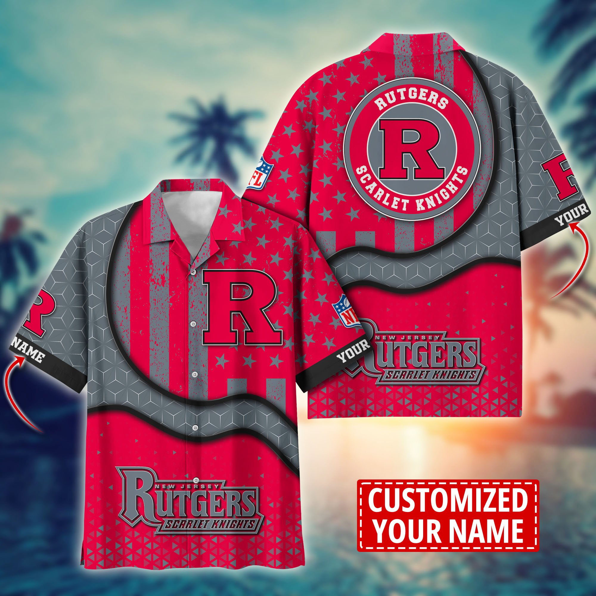 Rutgers Scarlet Knights Aloha Shirt Trending Summer. Custom Summer Football Shirts H58141