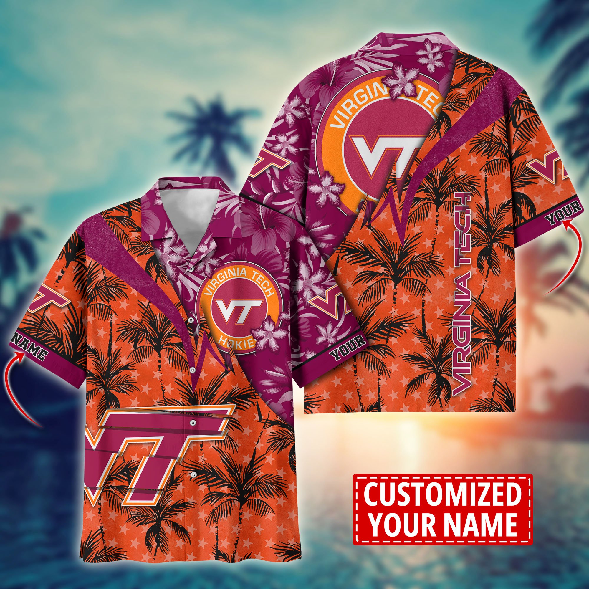 Virginia Tech Hokies Aloha Shirt Trending Summer. Custom Summer Football Shirts H58195