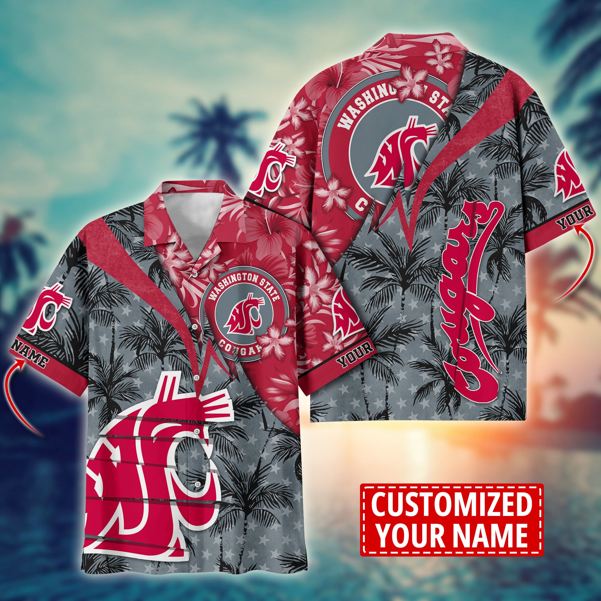 Washington State Cougars Aloha Shirt Trending Summer. Custom Summer Football Shirts H58195