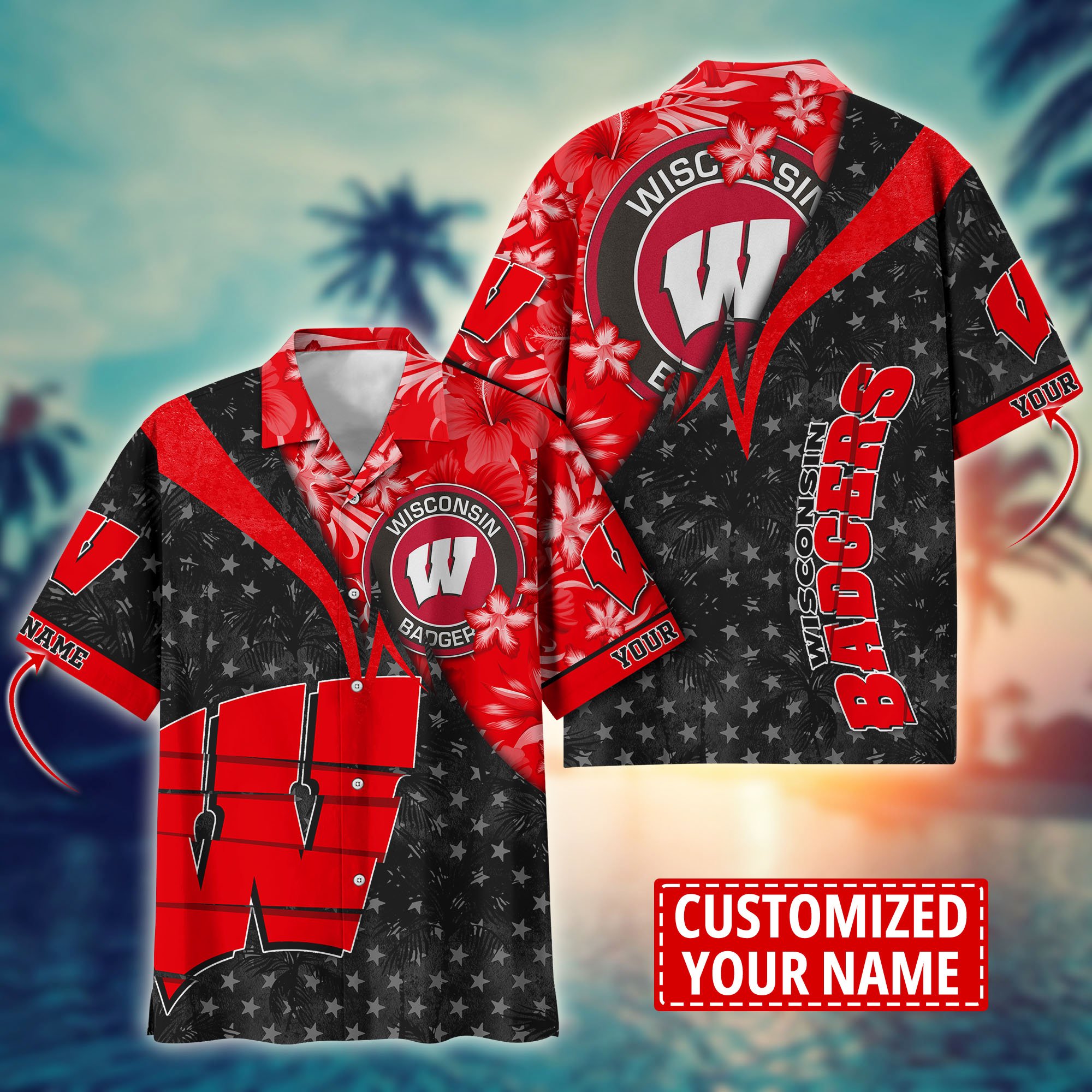 Wisconsin Badgers Aloha Shirt Trending Summer. Custom Summer Football Shirts H58195