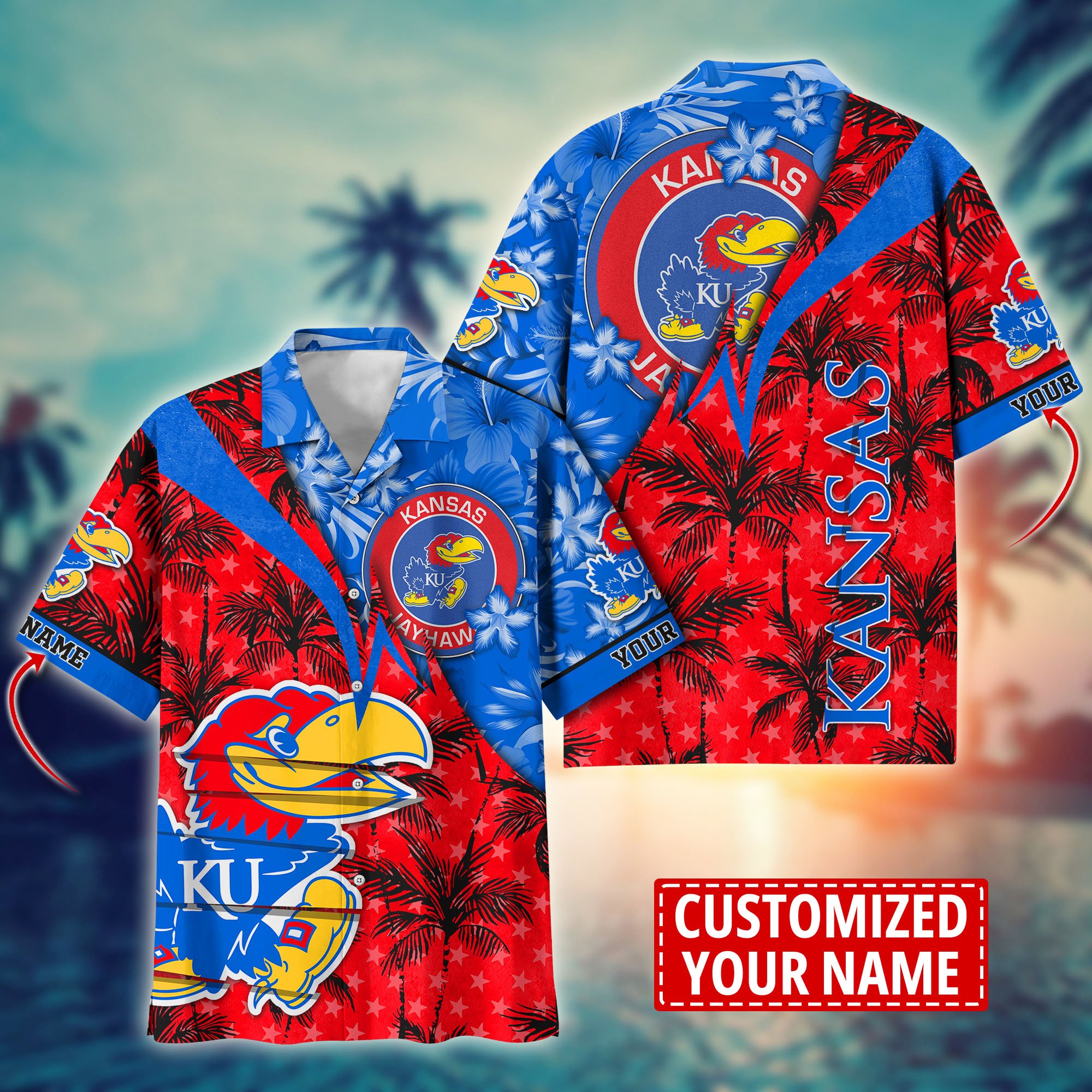 Kansas Jayhawks Aloha Shirt Trending Summer. Custom Summer Football Shirts H58195