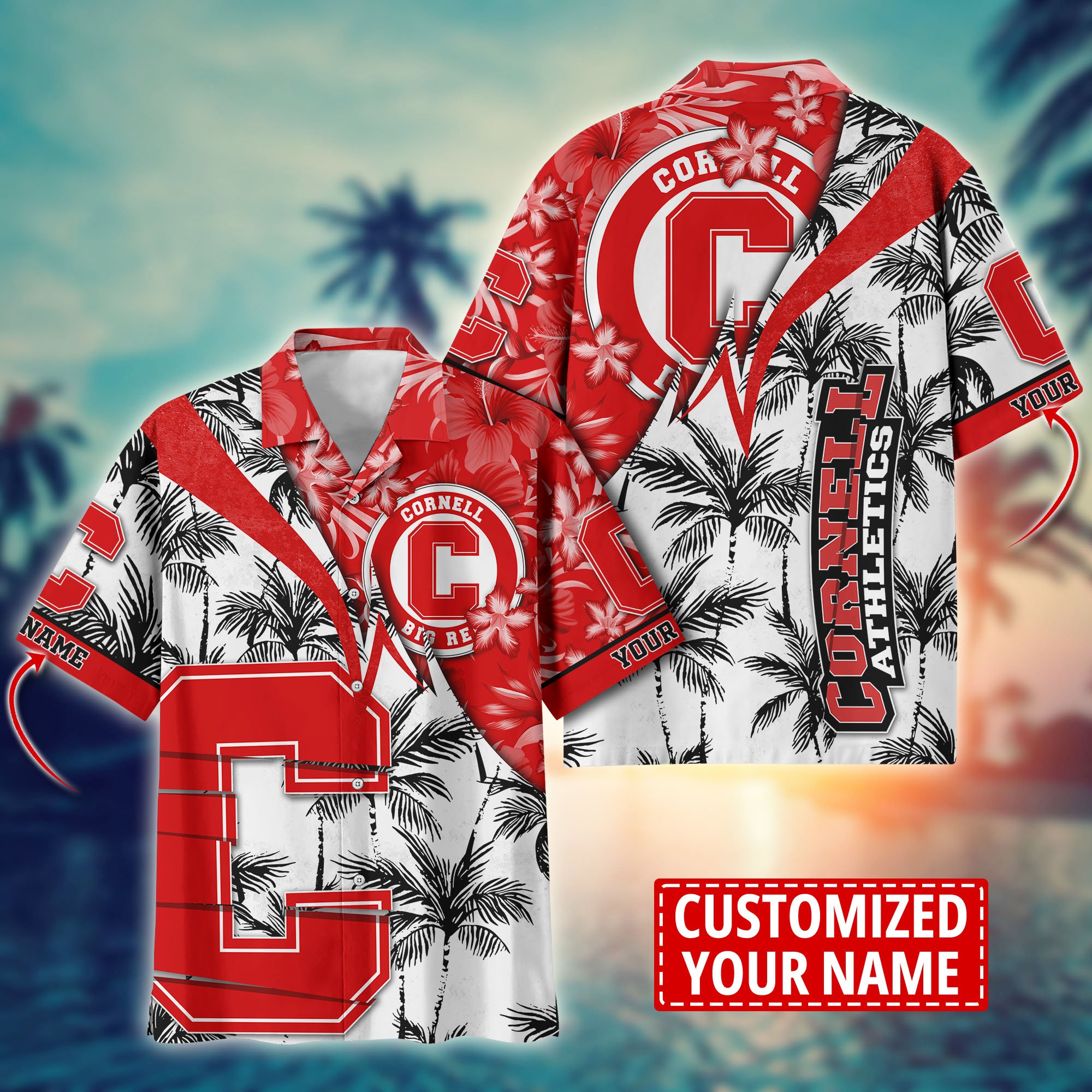 Cornell Big Red Aloha Shirt Trending Summer. Custom Summer Football Shirts H58195