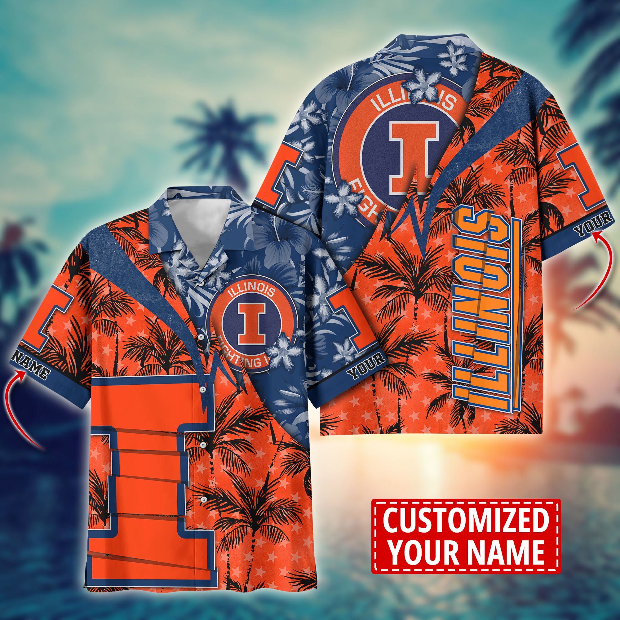 Illinois Fighting Illini Aloha Shirt Trending Summer. Custom Summer Football Shirts H58195