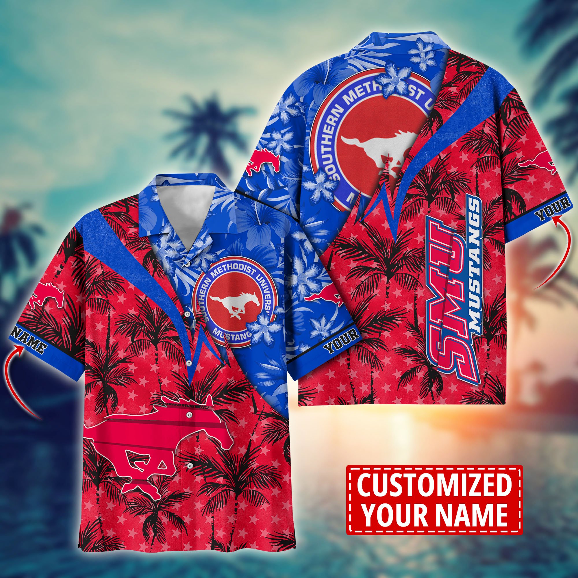 SMU Mustangs Aloha Shirt Trending Summer. Custom Summer Football Shirts H58195