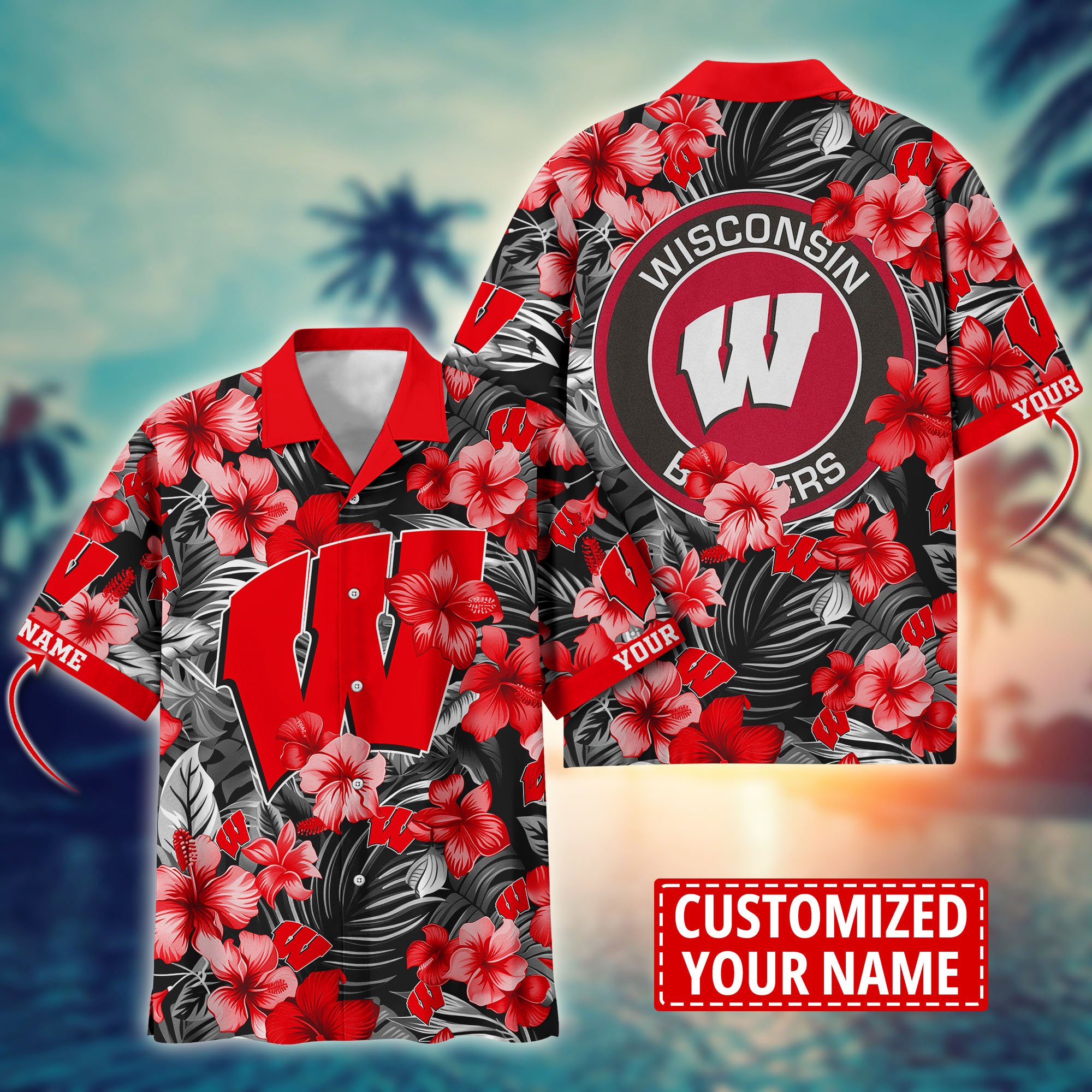 Wisconsin Badgers Custom Aloha Shirt Trending Summer. Gift For Fan H58274