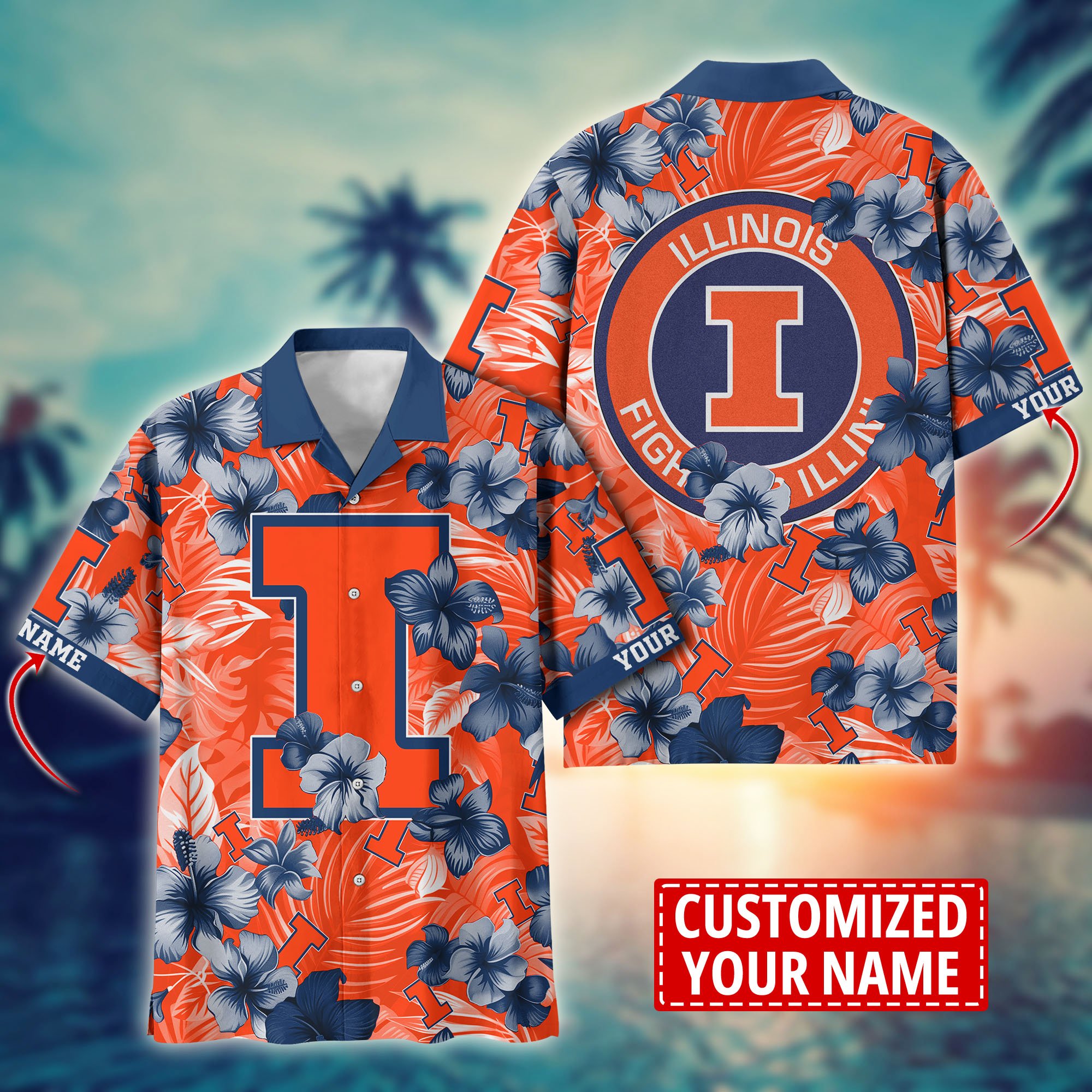 Illinois Fighting Illini Custom Aloha Shirt Trending Summer. Gift For Fan H58274