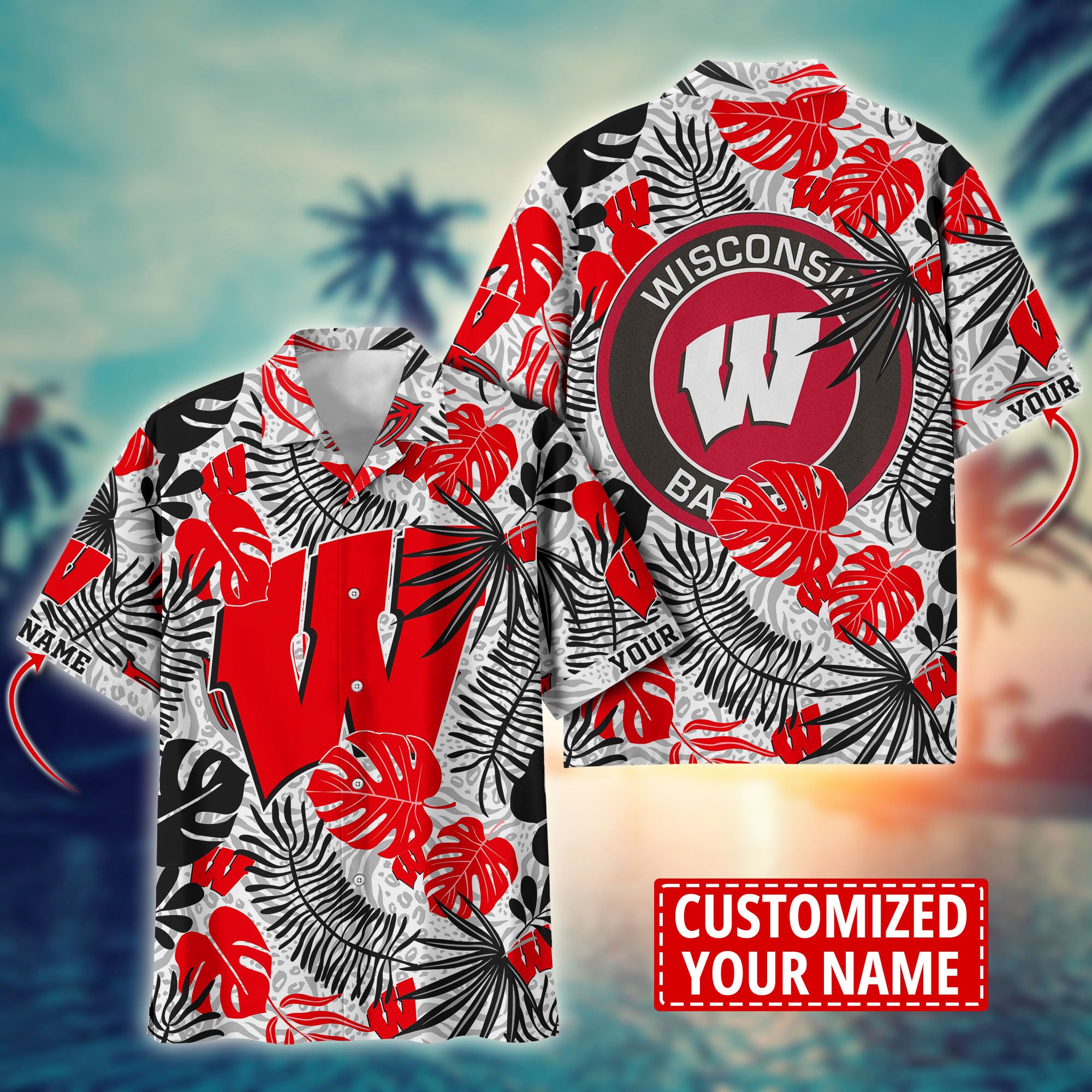 Wisconsin Badgers Custom Aloha Shirt Trending Summer. Gift For Fan H58296