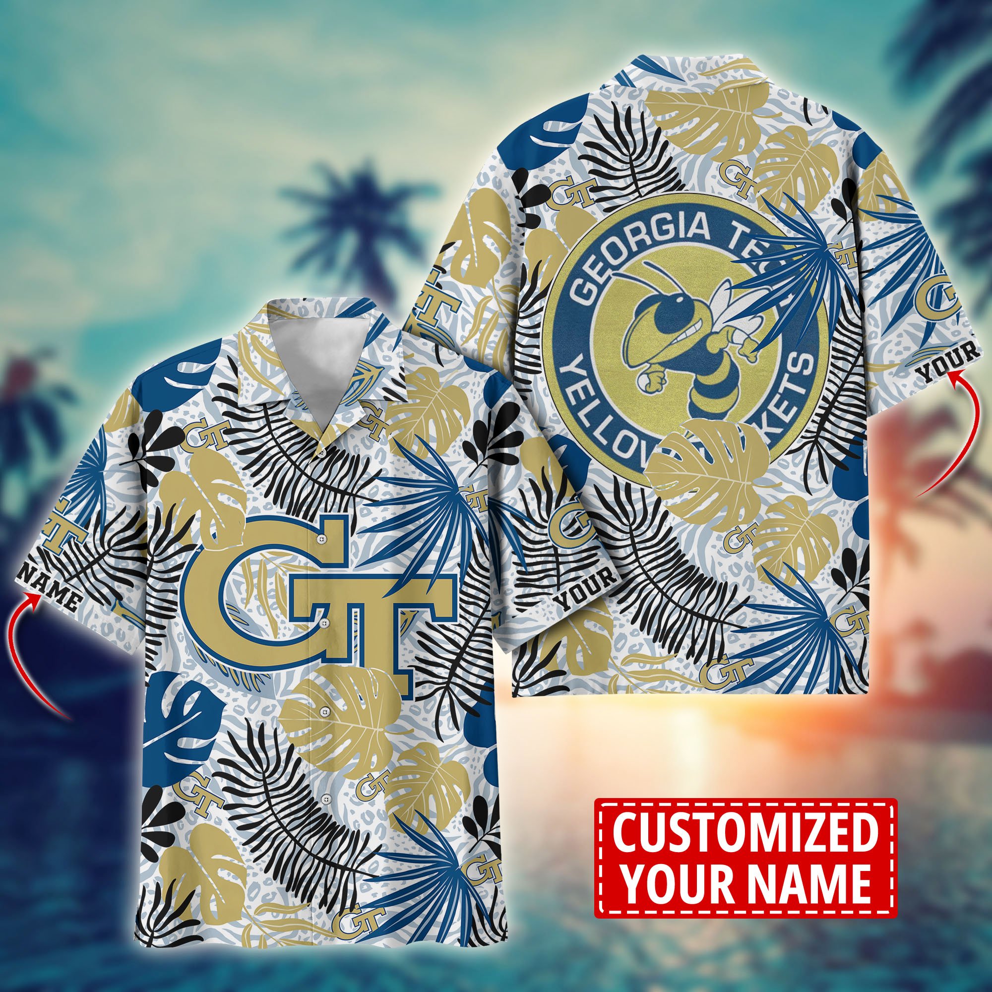 Georgia Tech Yellow Jackets Custom Aloha Shirt Trending Summer. Gift For Fan H58296