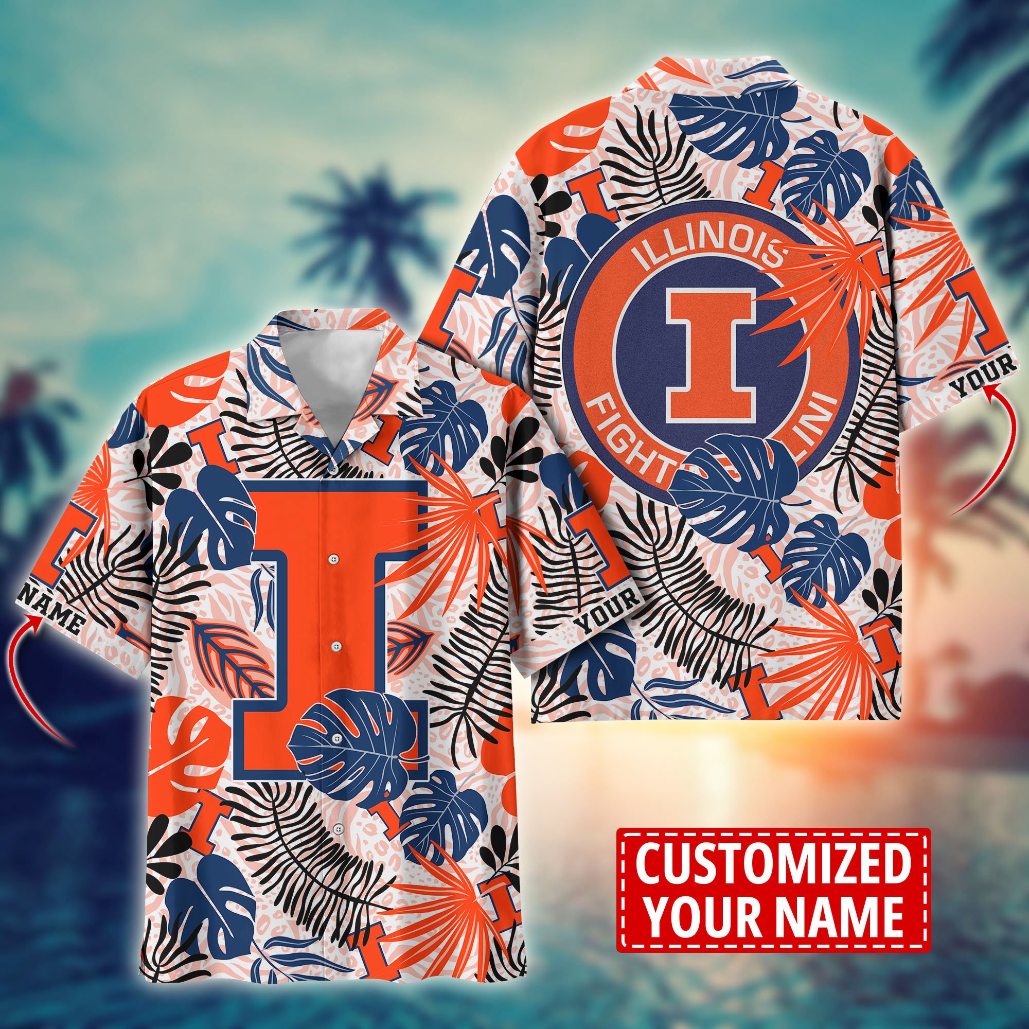 Illinois Fighting Illini Custom Aloha Shirt Trending Summer. Gift For Fan H58296