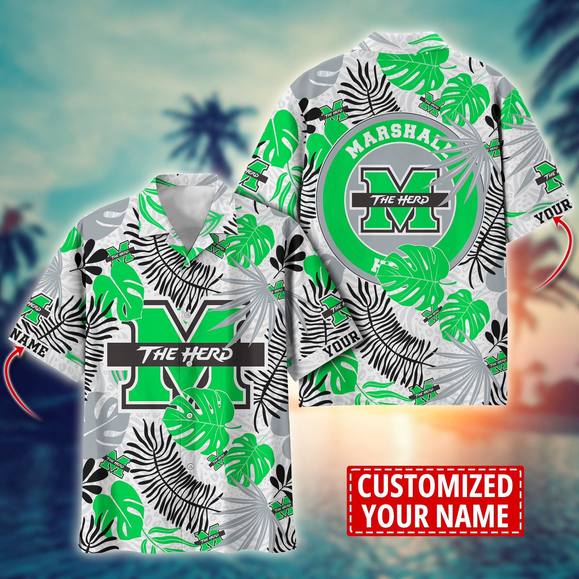 Marshall Thundering Herd Custom Aloha Shirt Trending Summer. Gift For Fan H58296