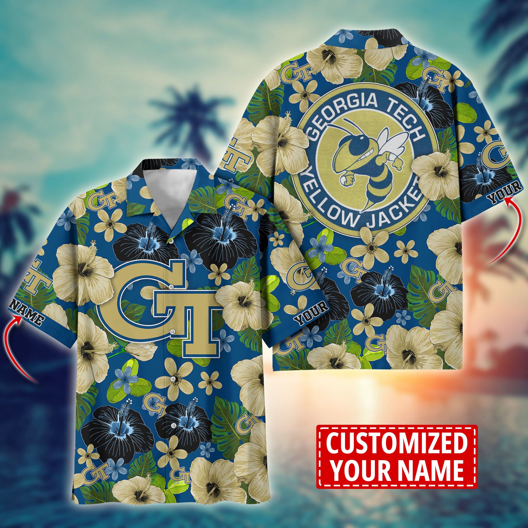 Georgia Tech Yellow Jackets Custom Aloha Shirt Trending Summer. Gift For Fan H58317