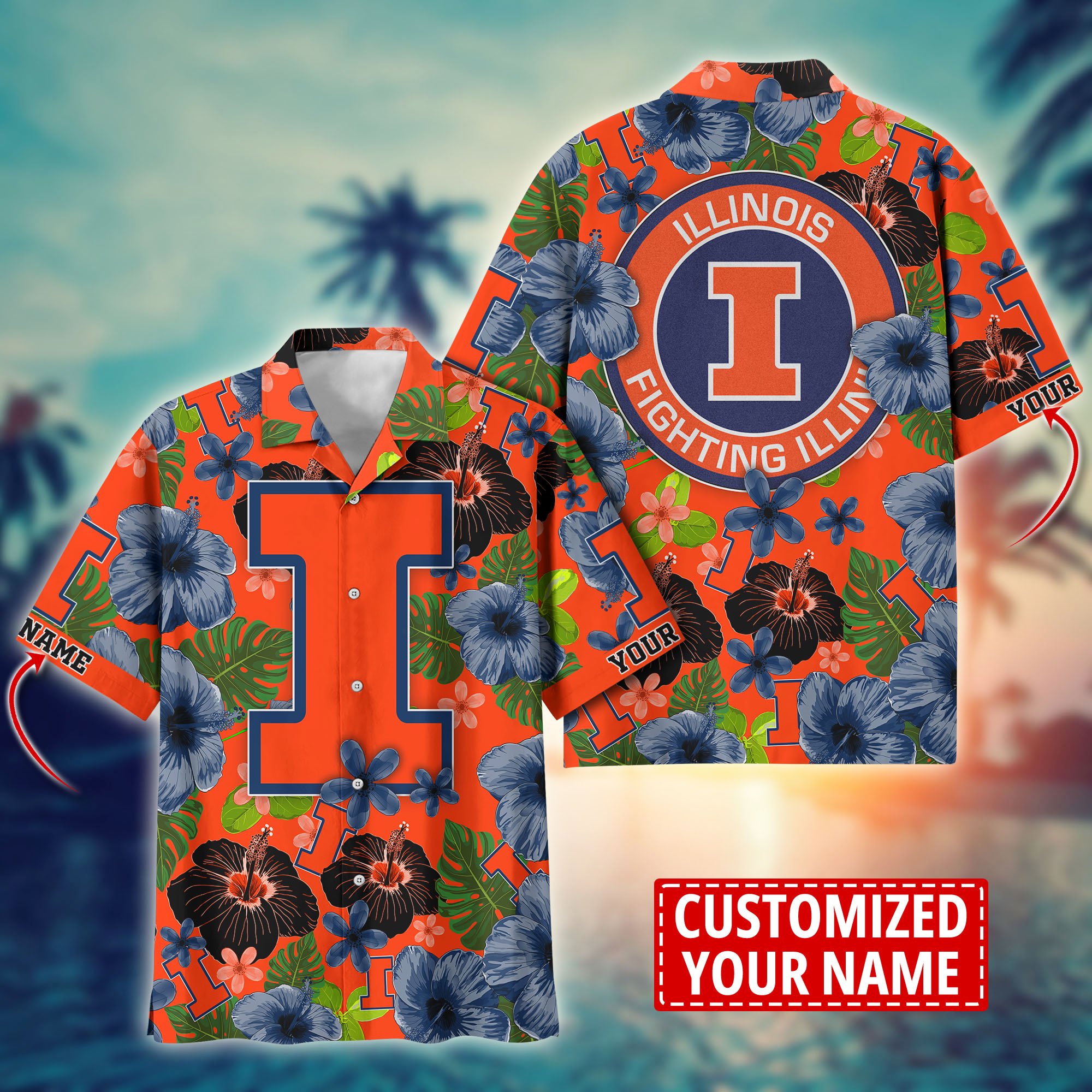 Illinois Fighting Illini Custom Aloha Shirt Trending Summer. Gift For Fan H58317