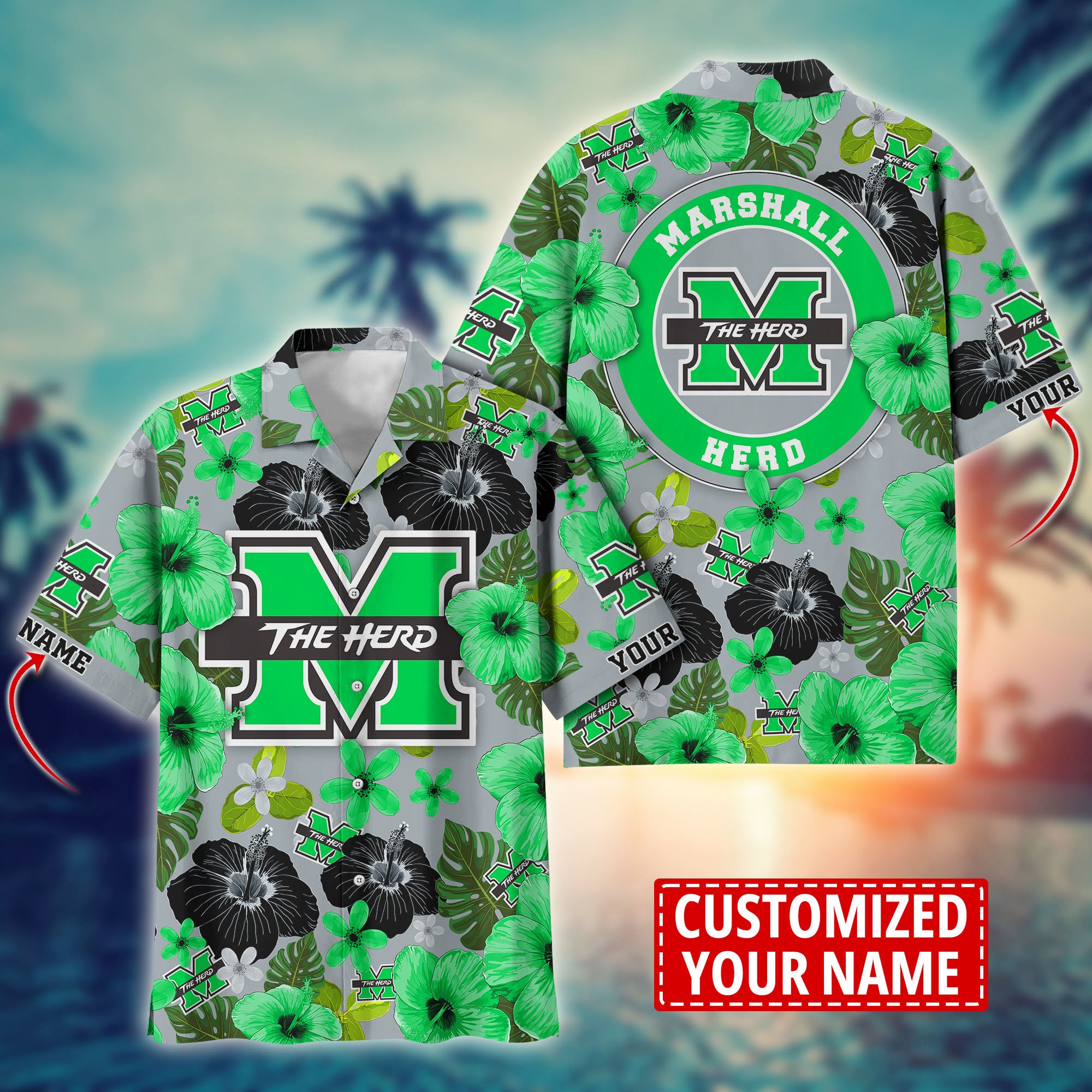 Marshall Thundering Herd Custom Aloha Shirt Trending Summer. Gift For Fan H58317