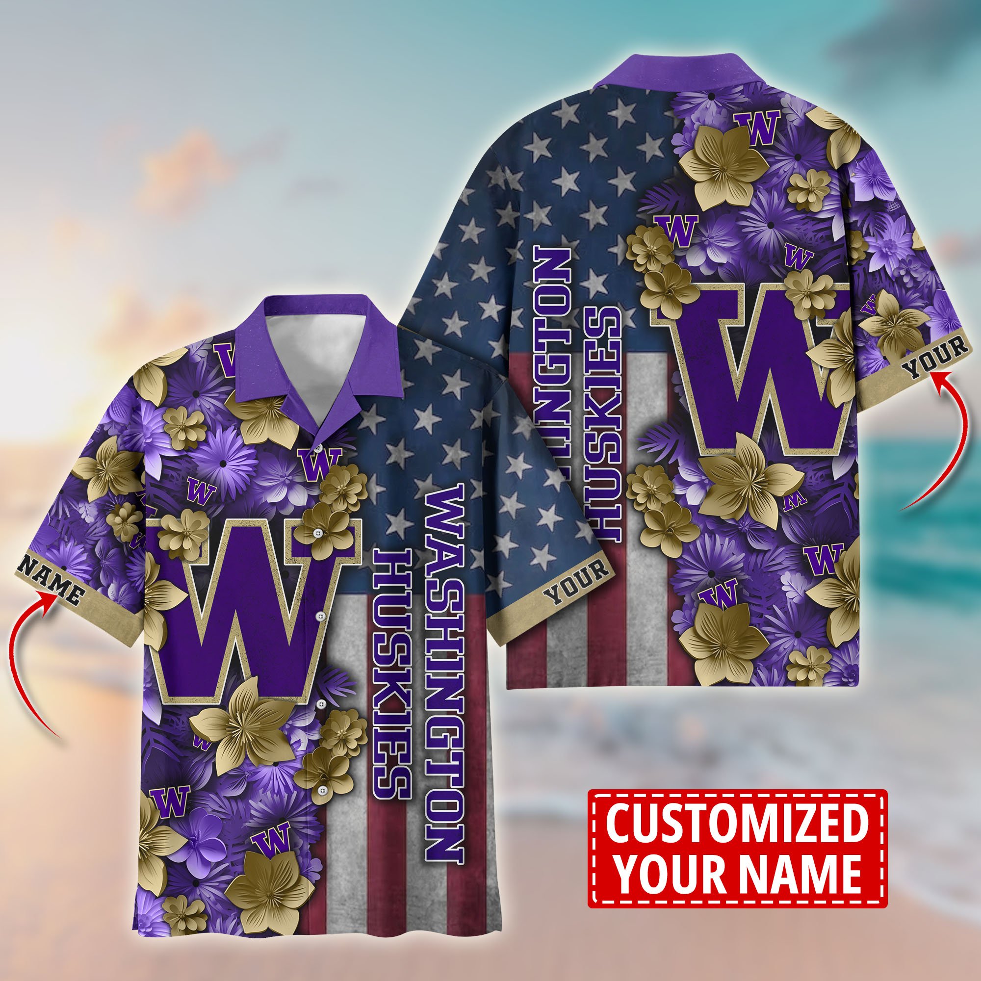 Washington Huskies Aloha Shirt Trending Summer. Custom Summer Football Shirts T58528