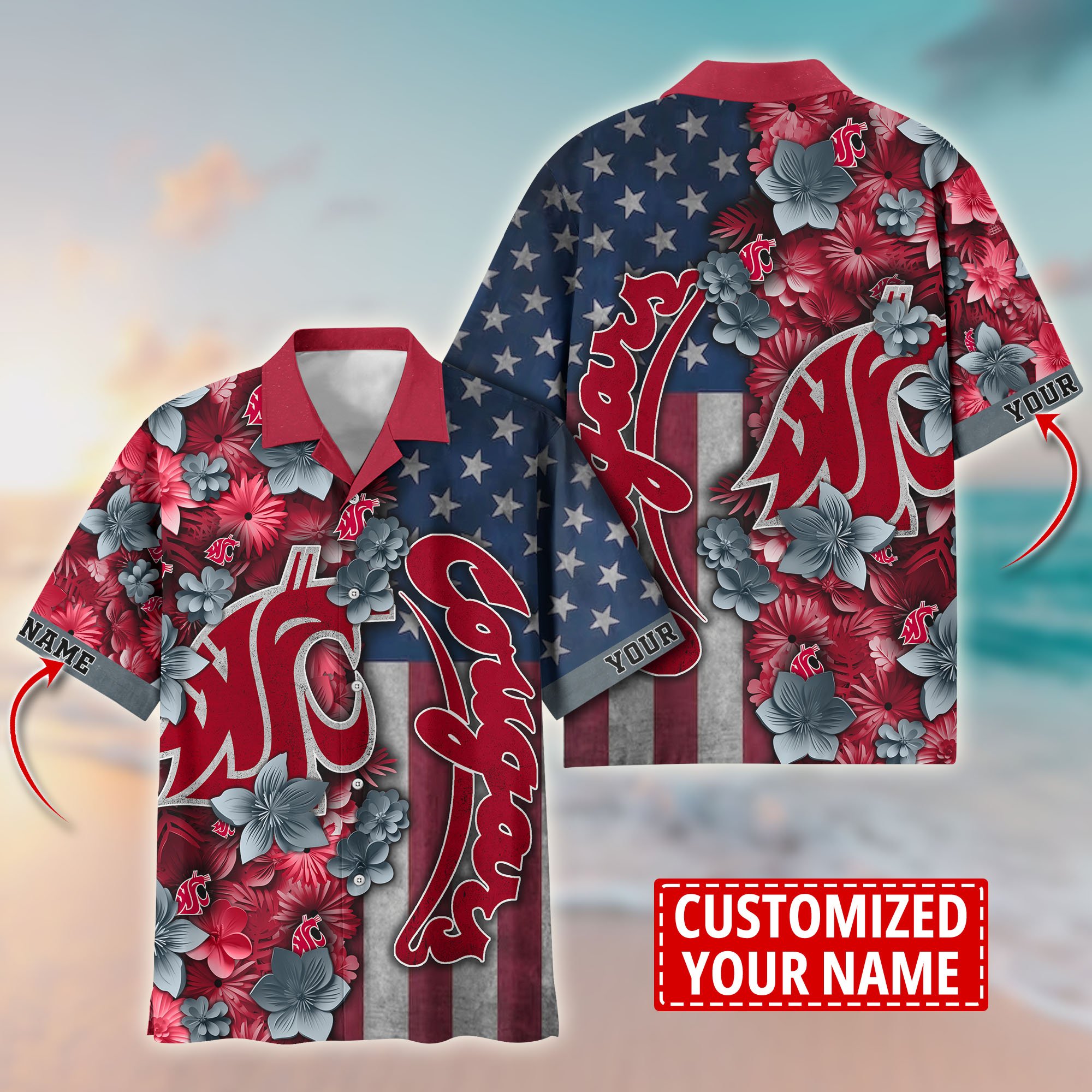 Washington State Cougars Aloha Shirt Trending Summer. Custom Summer Football Shirts T58528