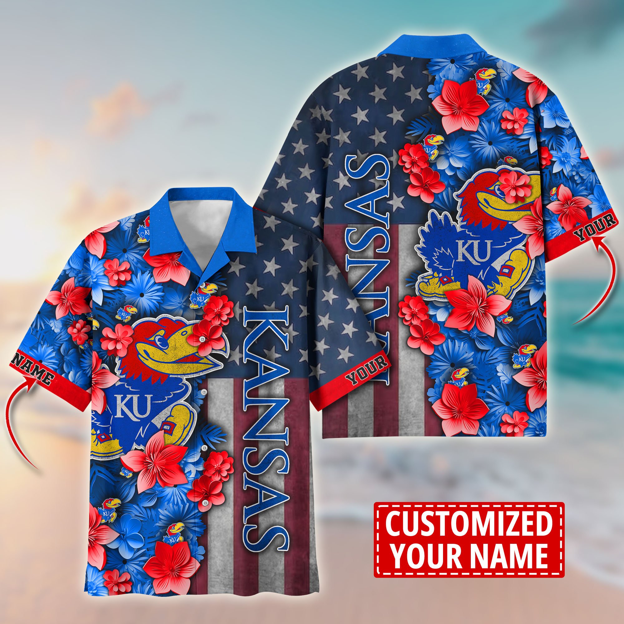 Kansas Jayhawks Aloha Shirt Trending Summer. Custom Summer Football Shirts T58528