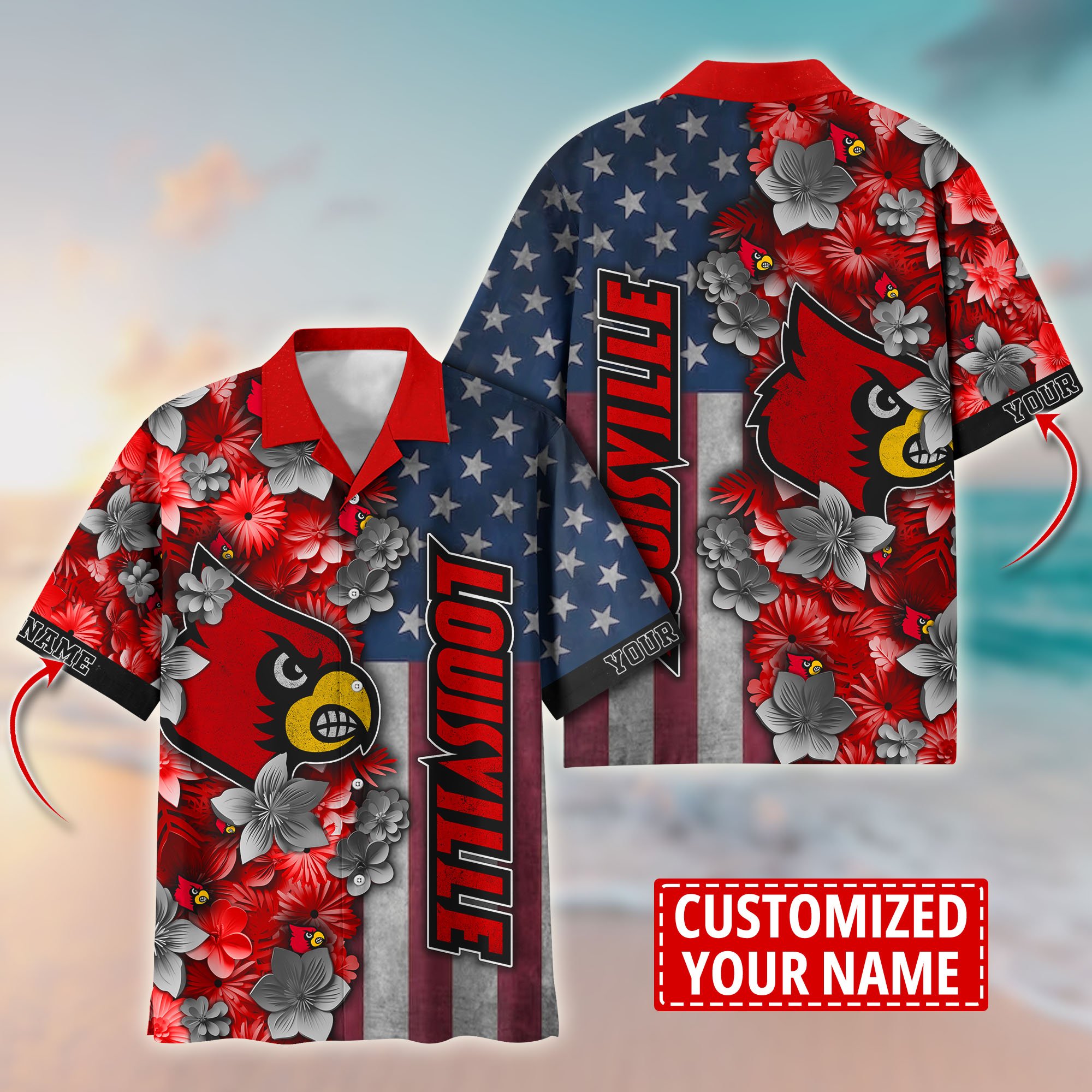 Louisville Cardinals Aloha Shirt Trending Summer. Custom Summer Football Shirts T58528