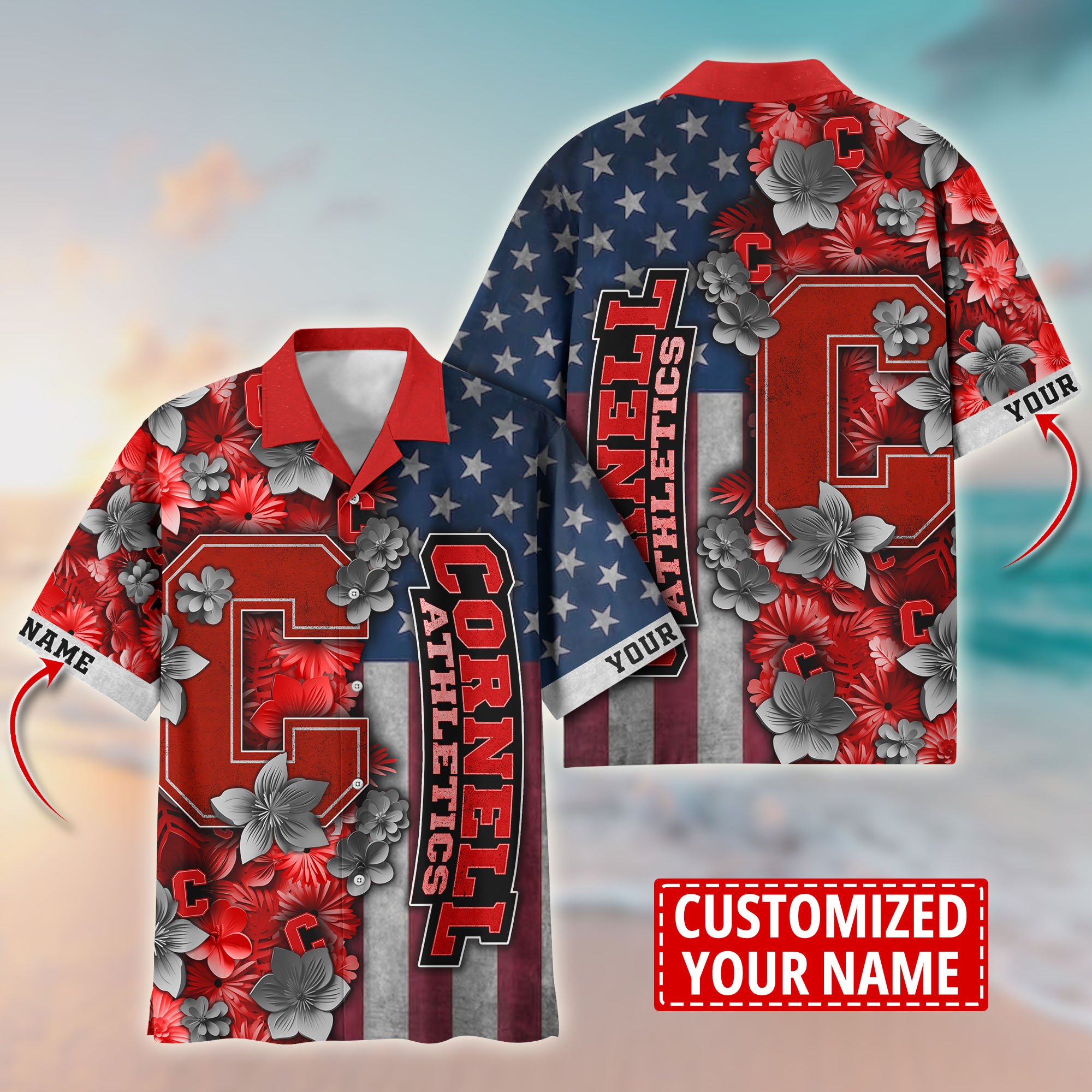 Cornell Big Red Aloha Shirt Trending Summer. Custom Summer Football Shirts T58528