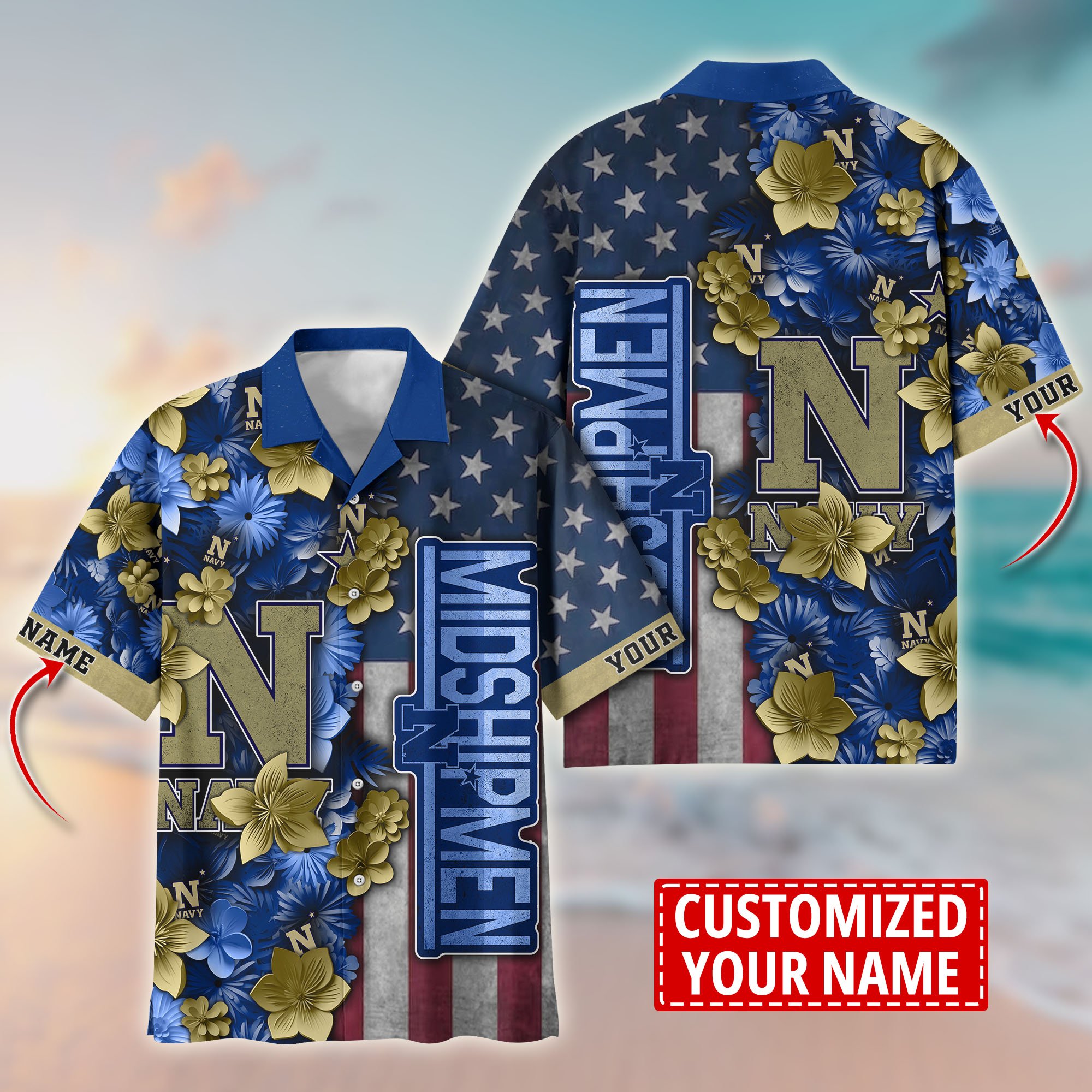 Navy Midshipmen Aloha Shirt Trending Summer. Custom Summer Football Shirts T58528