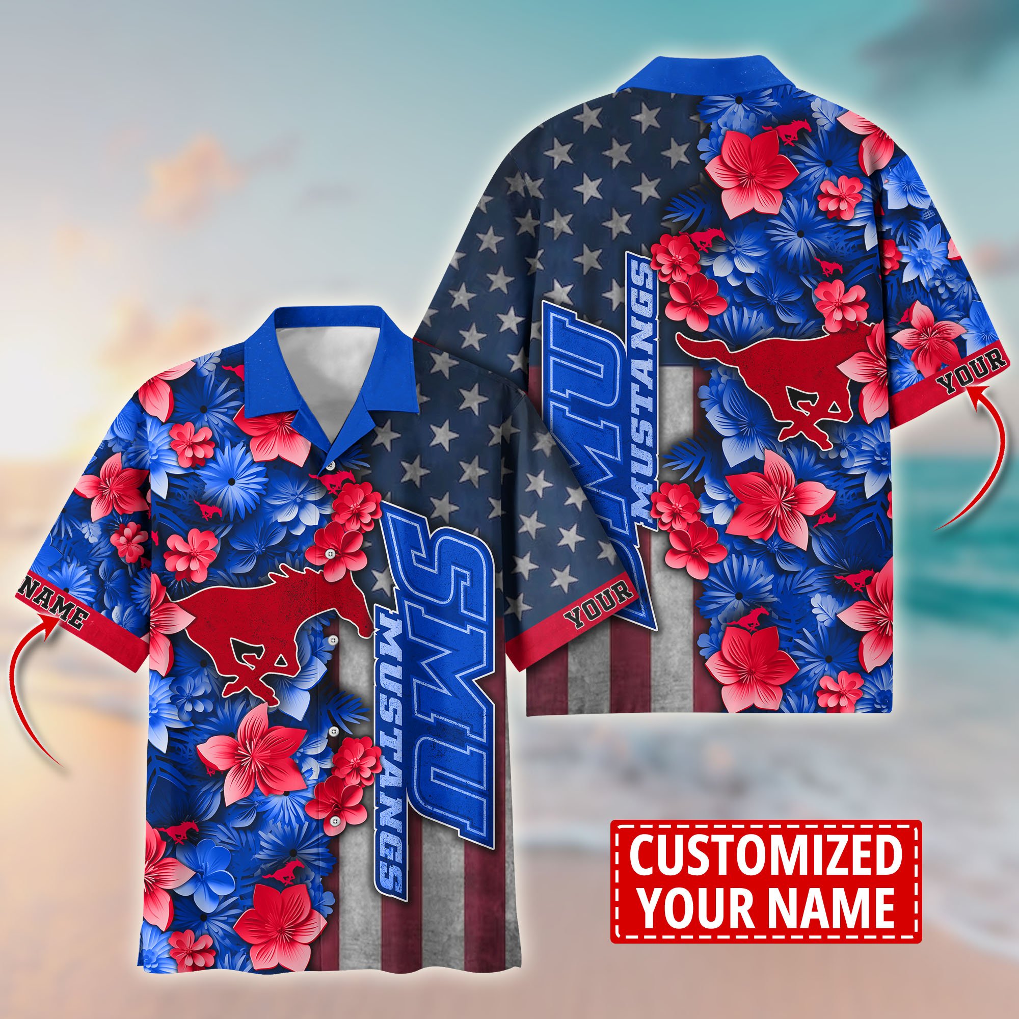 SMU Mustangs Aloha Shirt Trending Summer. Custom Summer Football Shirts T58528