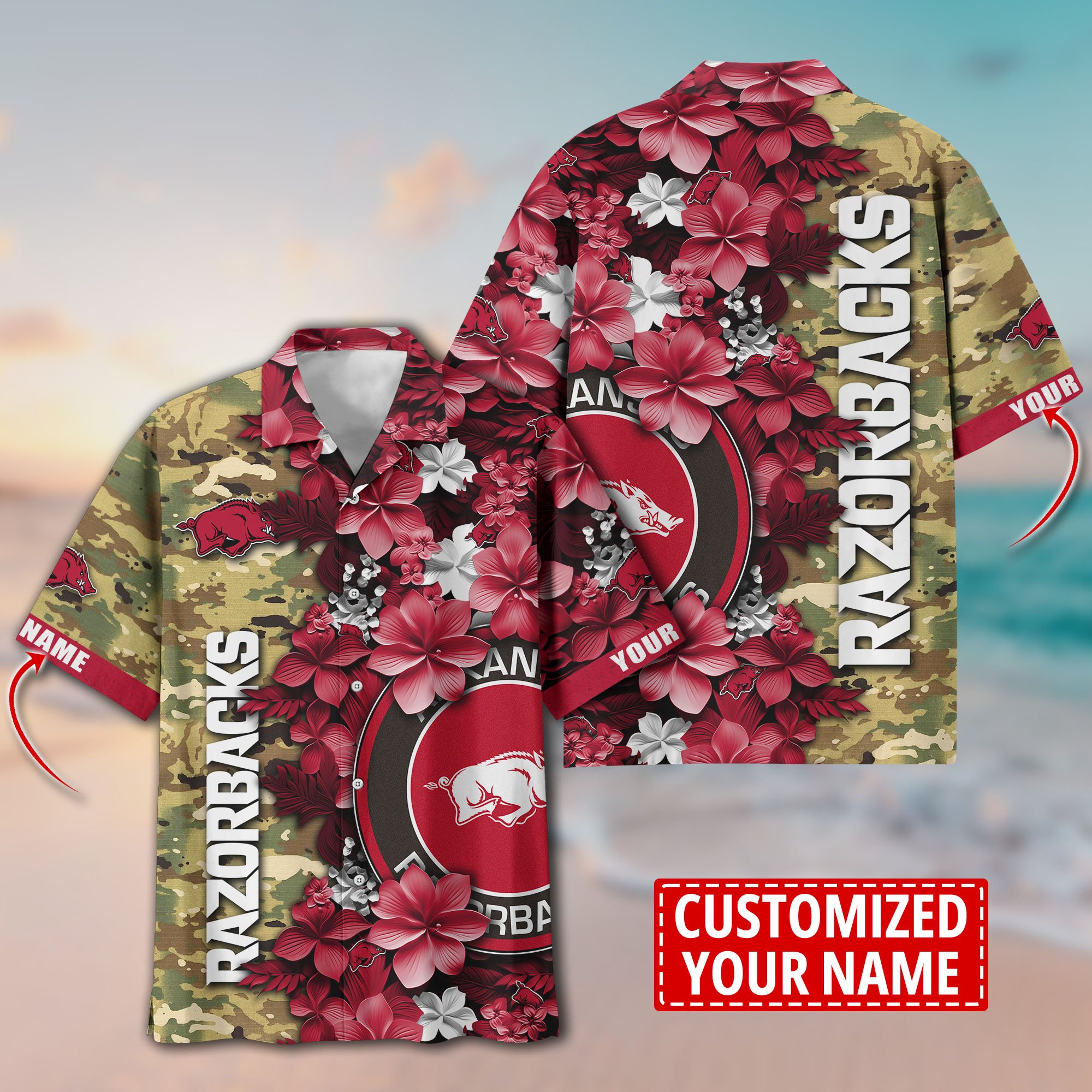 Arkansas Razorbacks Aloha Shirt Trending Summer. Custom Summer Football Shirts T58530