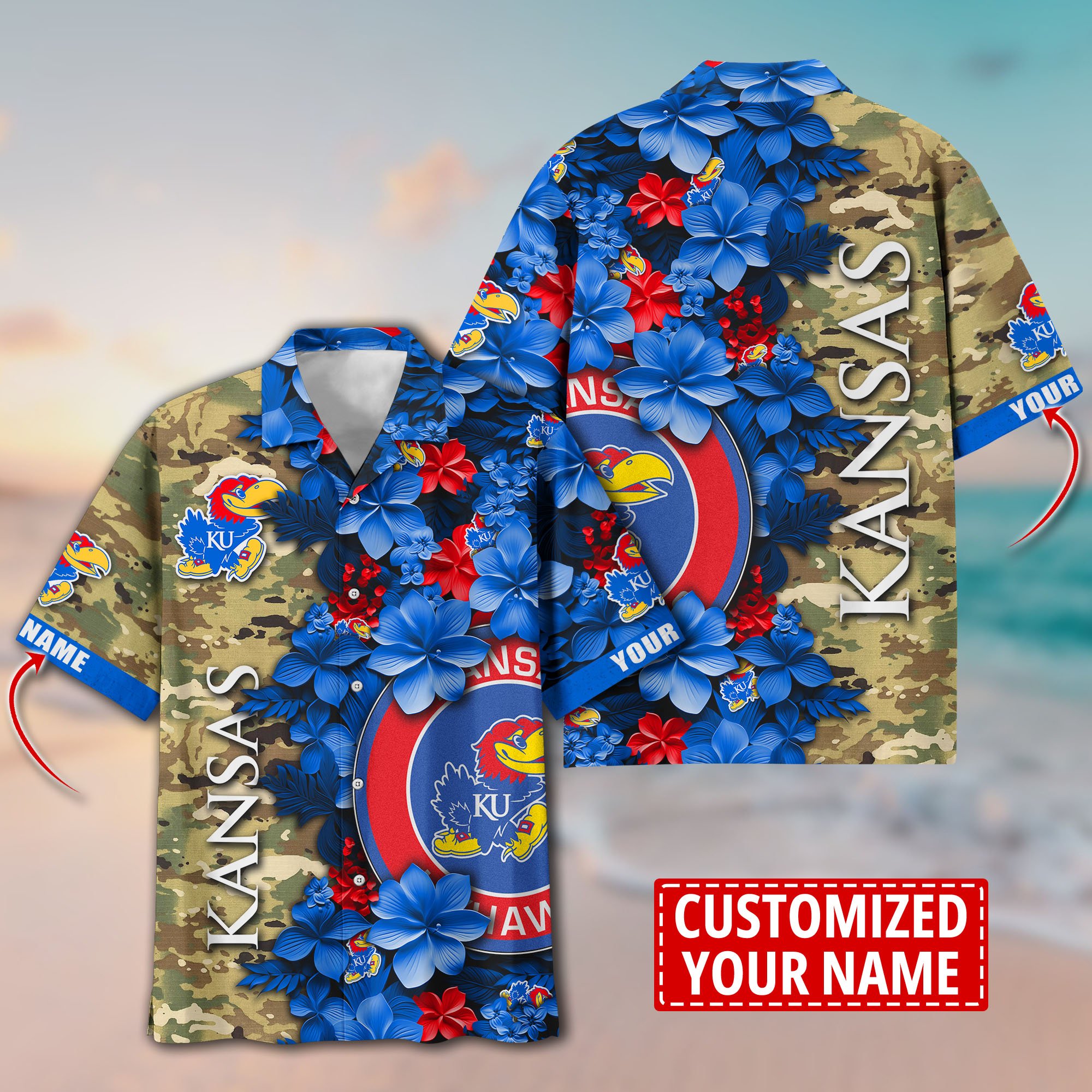 Kansas Jayhawks Aloha Shirt Trending Summer. Custom Summer Football Shirts T58530