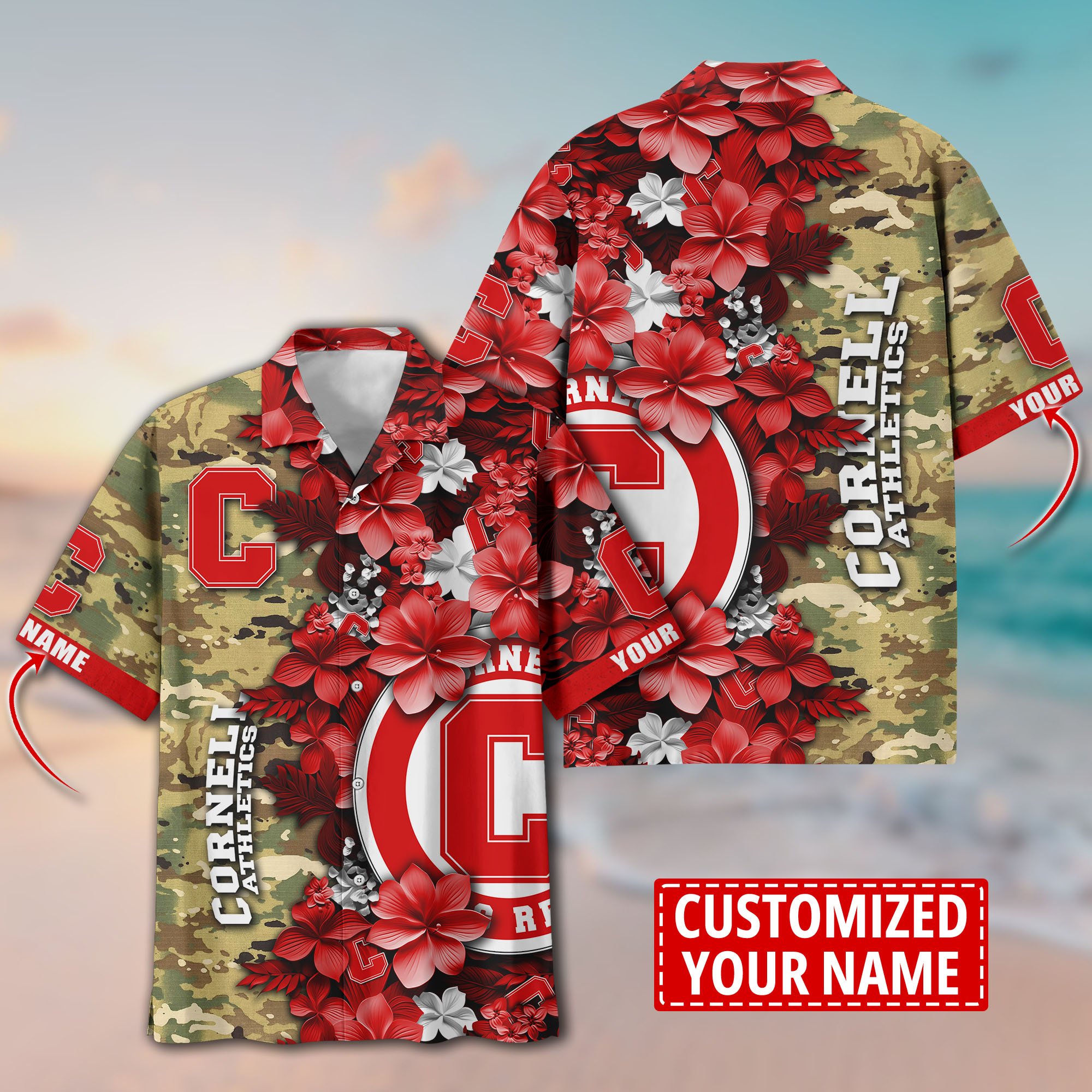 Cornell Big Red Aloha Shirt Trending Summer. Custom Summer Football Shirts T58530