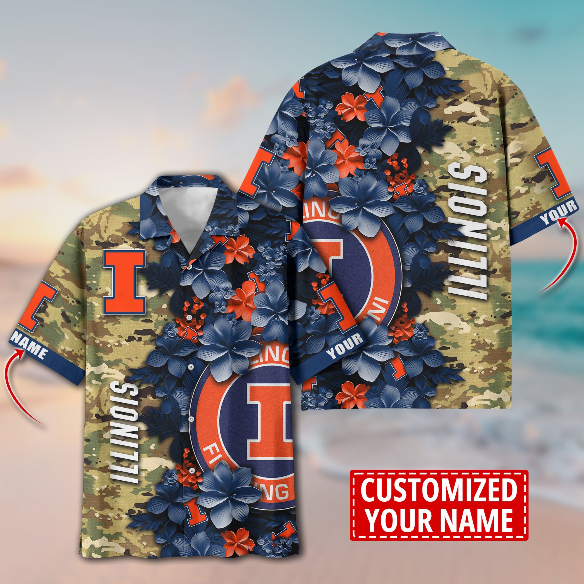 Illinois Fighting Illini Aloha Shirt Trending Summer. Custom Summer Football Shirts T58530