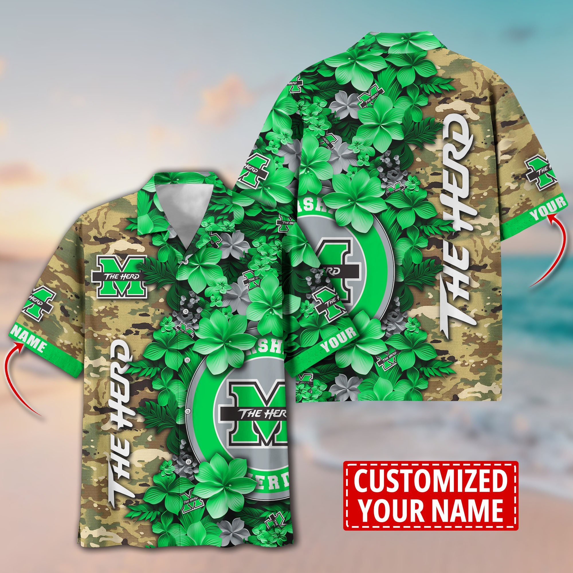 Marshall Thundering Herd Aloha Shirt Trending Summer. Custom Summer Football Shirts T58530