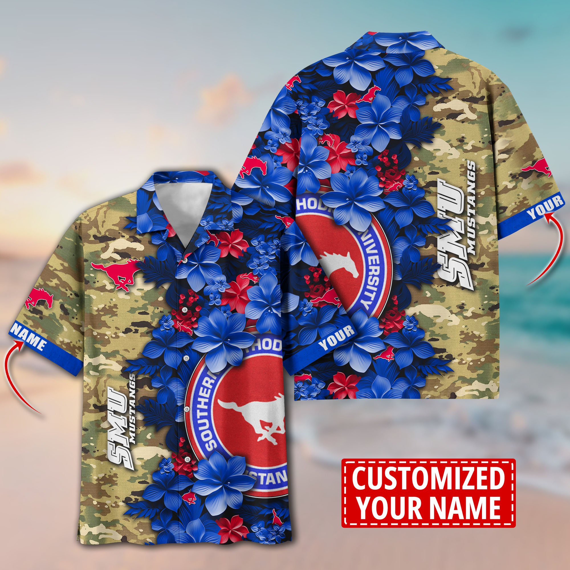 SMU Mustangs Aloha Shirt Trending Summer. Custom Summer Football Shirts T58530