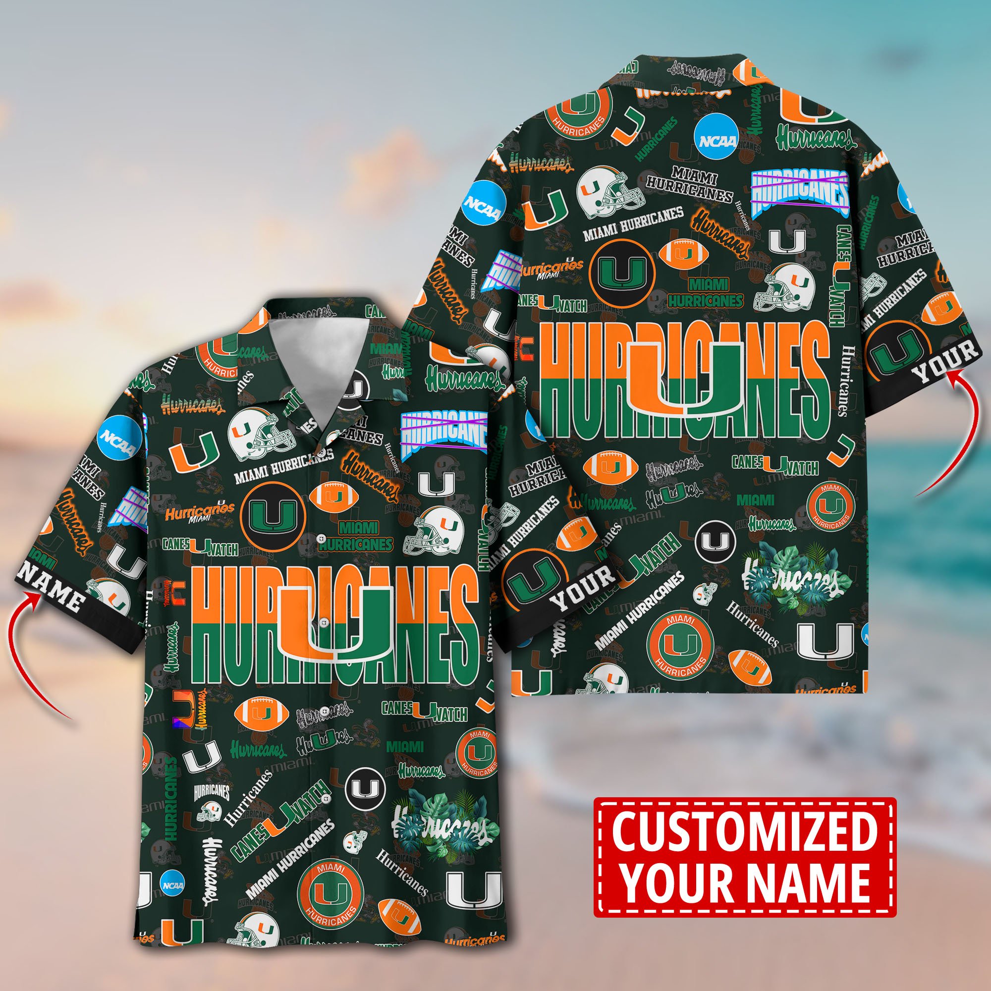 Miami Hurricanes Aloha Shirt Trending Summer. Custom Summer Football Shirts H58593